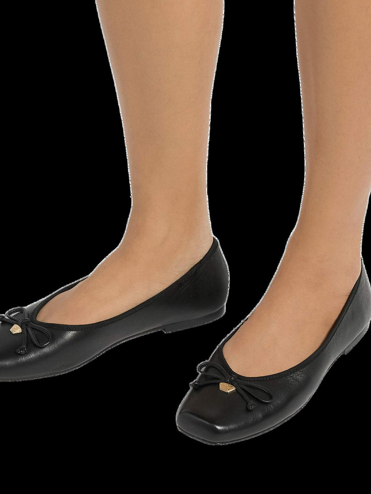 Women's Leather Ballet Flats in Black view 2 | leather ballet flats | SAVINTARI