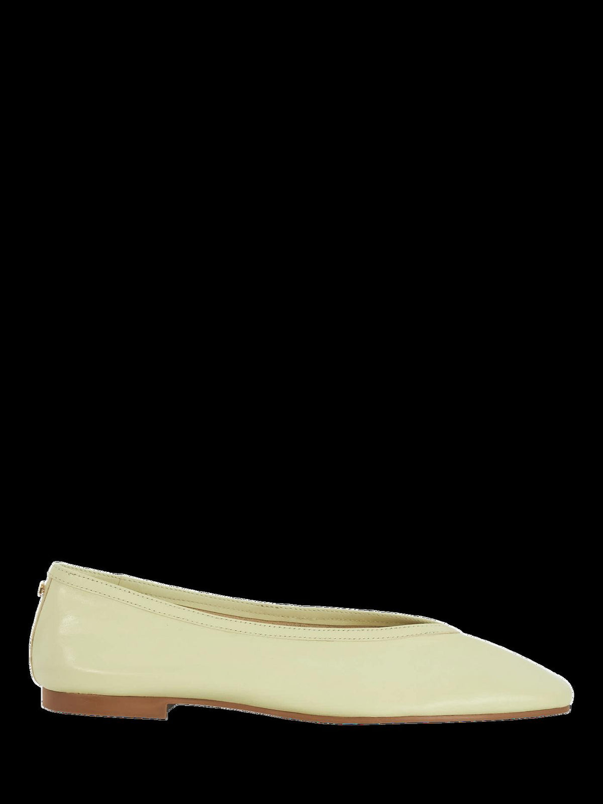 Women's Leather Ballet Pumps in Green | green ballet pumps | SAVINTARI