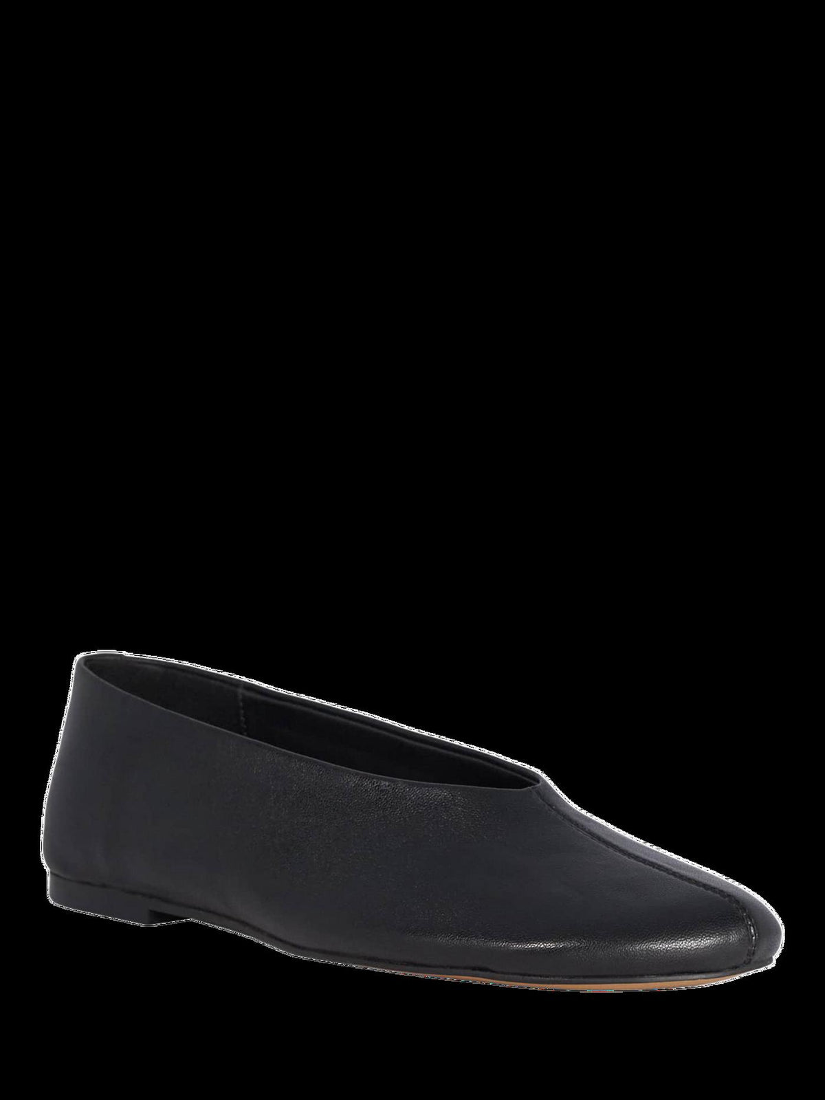 Women's Leather Ballet Flats in Black view 3 | leather ballet flats | SAVINTARI