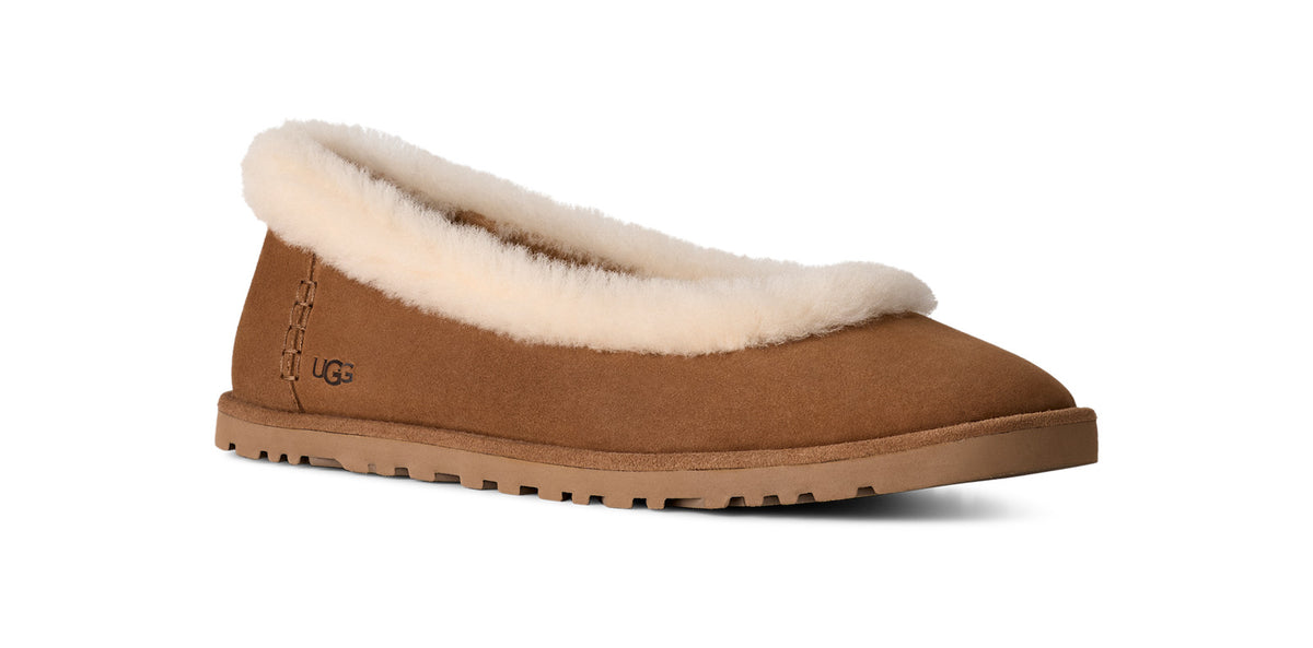 Women's Suede Ballet Flats in Chestnut view 2 | suede ballet flats | SAVINTARI