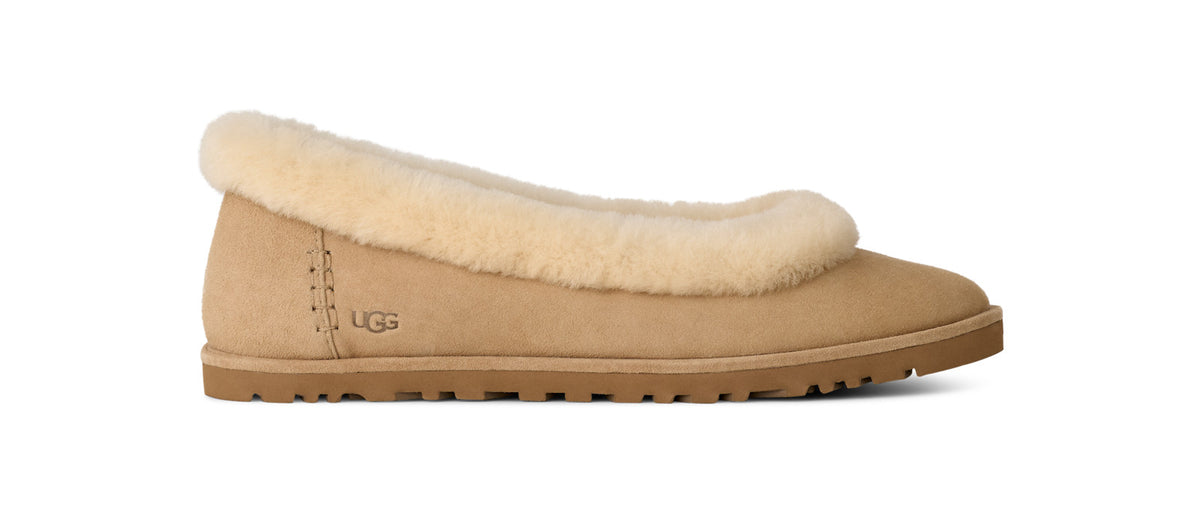 Women's Suede Ballet Flats in Sand | suede ballet flats | SAVINTARI