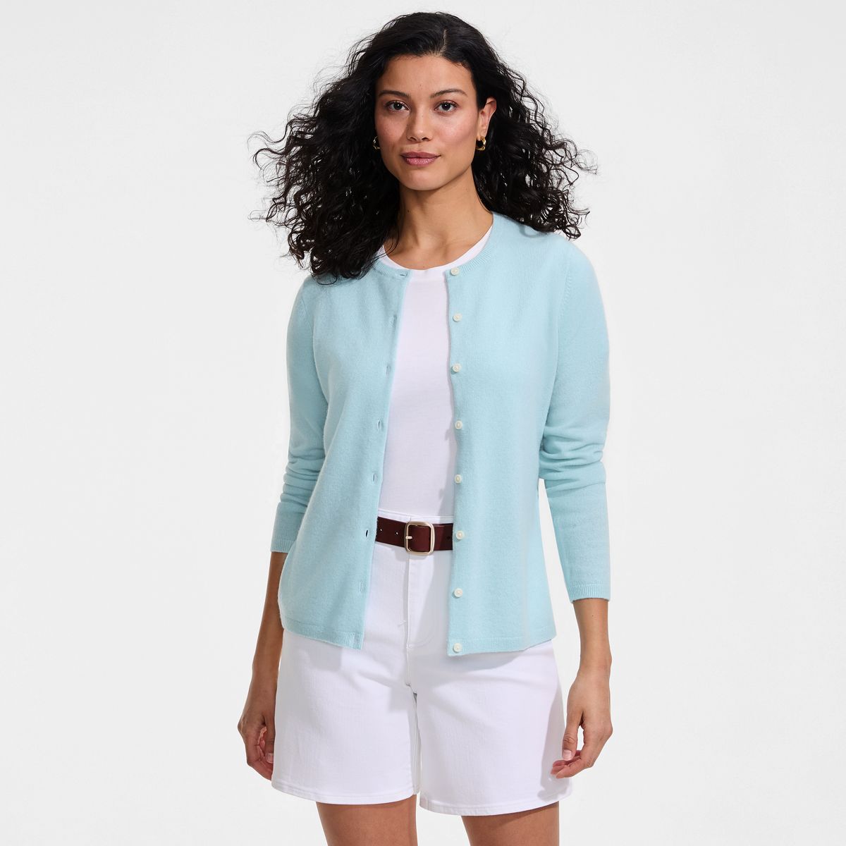 SAVINTARI Women's Crew Neck Cashmere Cardigan product image