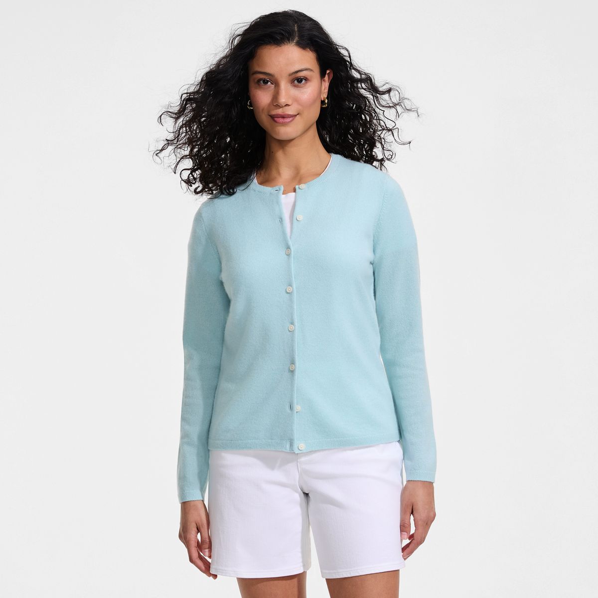 SAVINTARI Women's Crew Neck Cashmere Cardigan product image