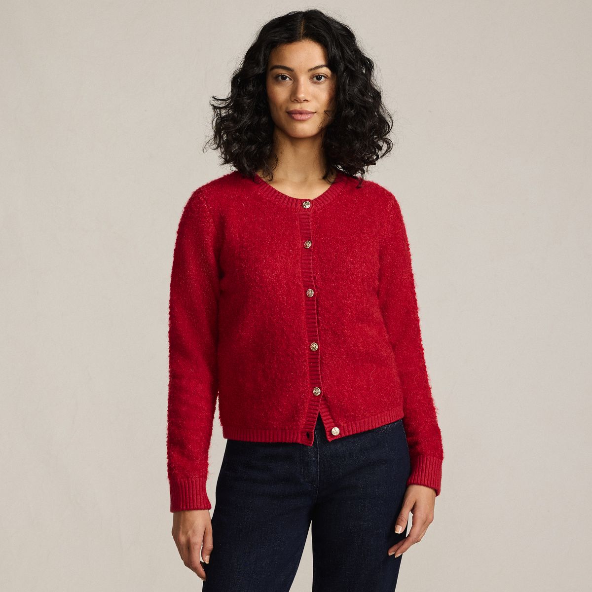 SAVINTARI Women's Bouclé Buttoned Cardigan product image