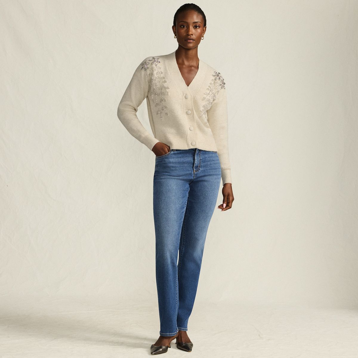 SAVINTARI Women's Diamante Front Cardigan product image