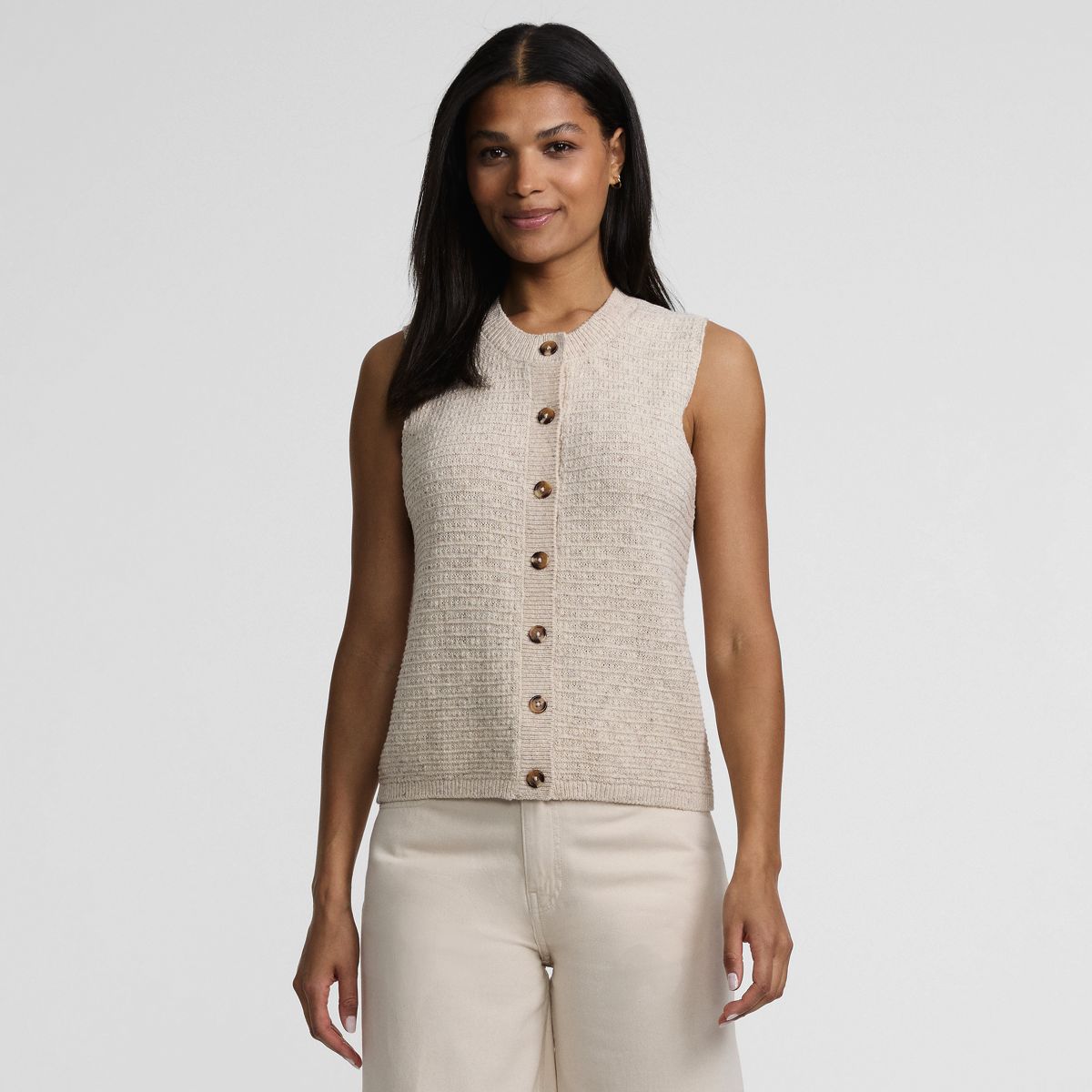SAVINTARI Women's Knit Waistcoat With Linen product image
