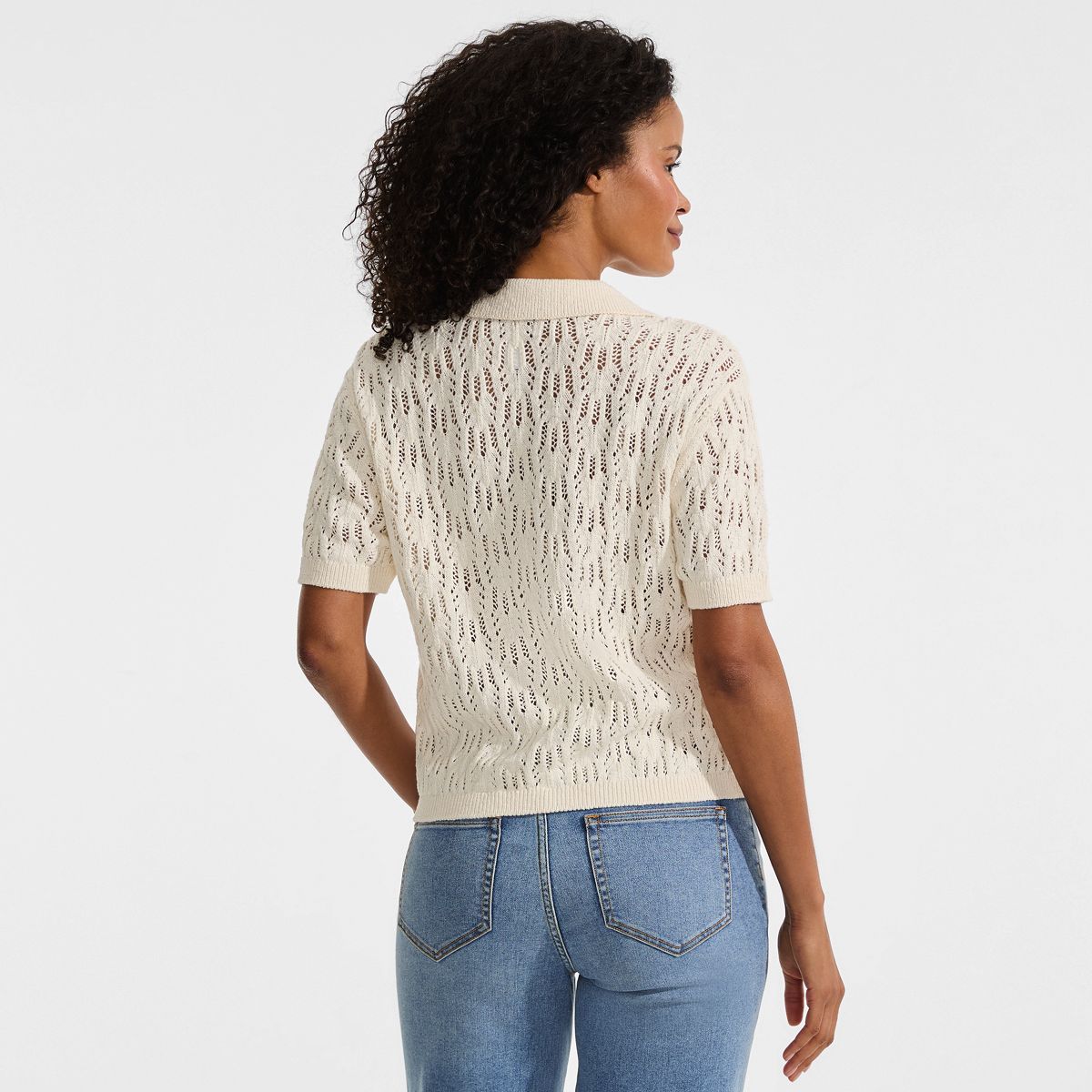 SAVINTARI Women's Soft Ease Pointelle Cardigan With Linen product image