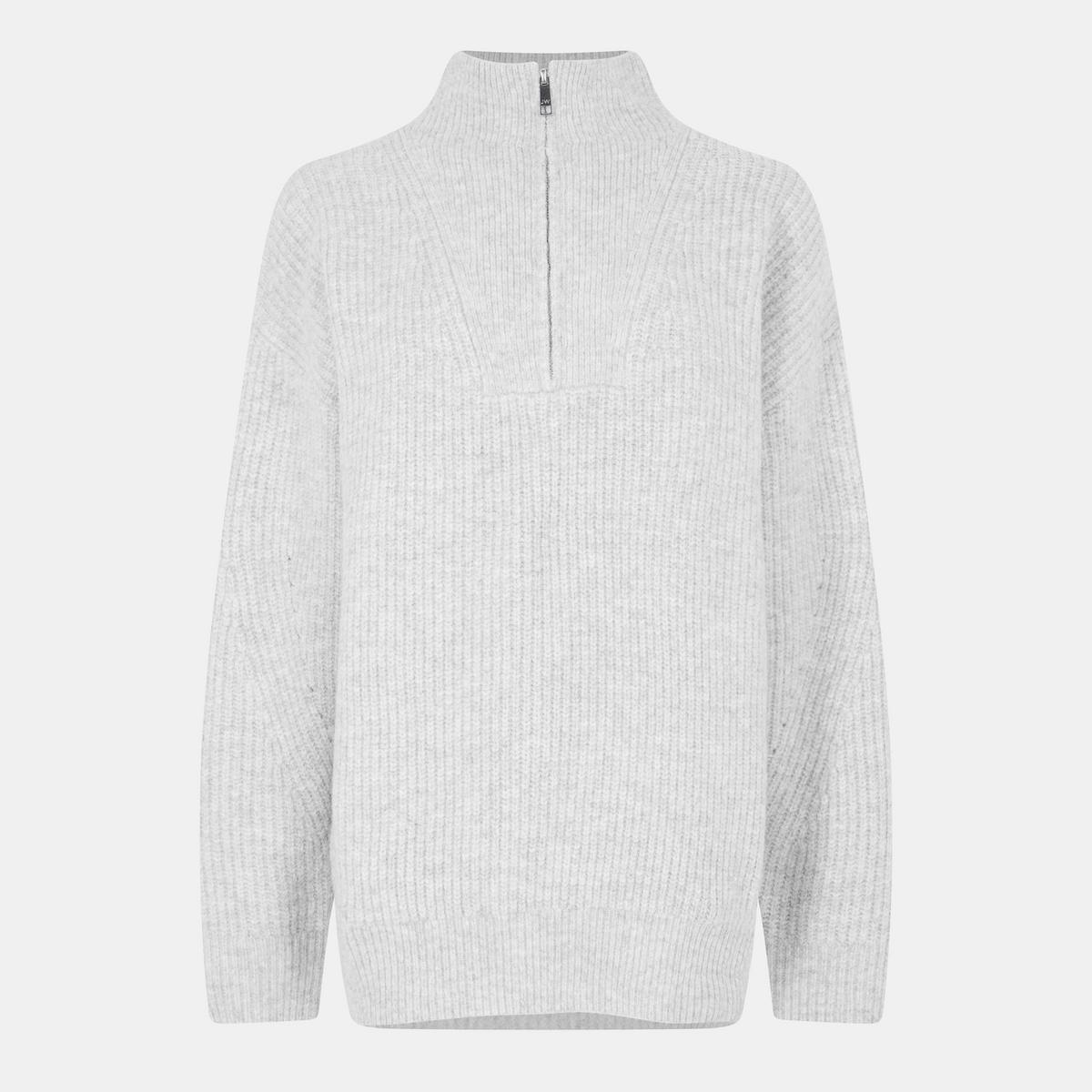 Women's High Neck Zip Knitted Jumper - Black | SAVINTARI women's jumper
