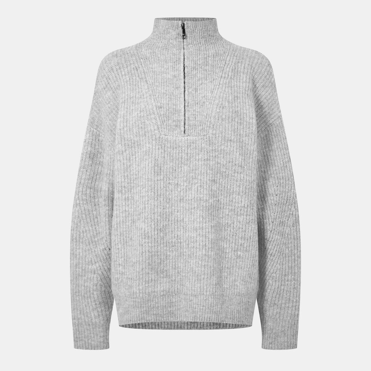 Women's High Neck Zip Knitted Jumper - Black | SAVINTARI women's jumper