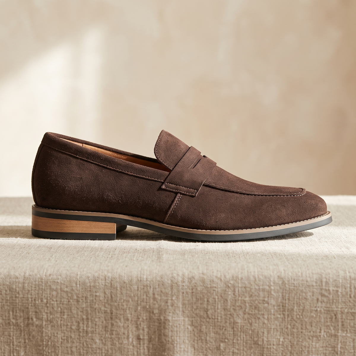 Men's Suede Penny Loafers in Brown | mens suede penny loafers | SAVINTARI