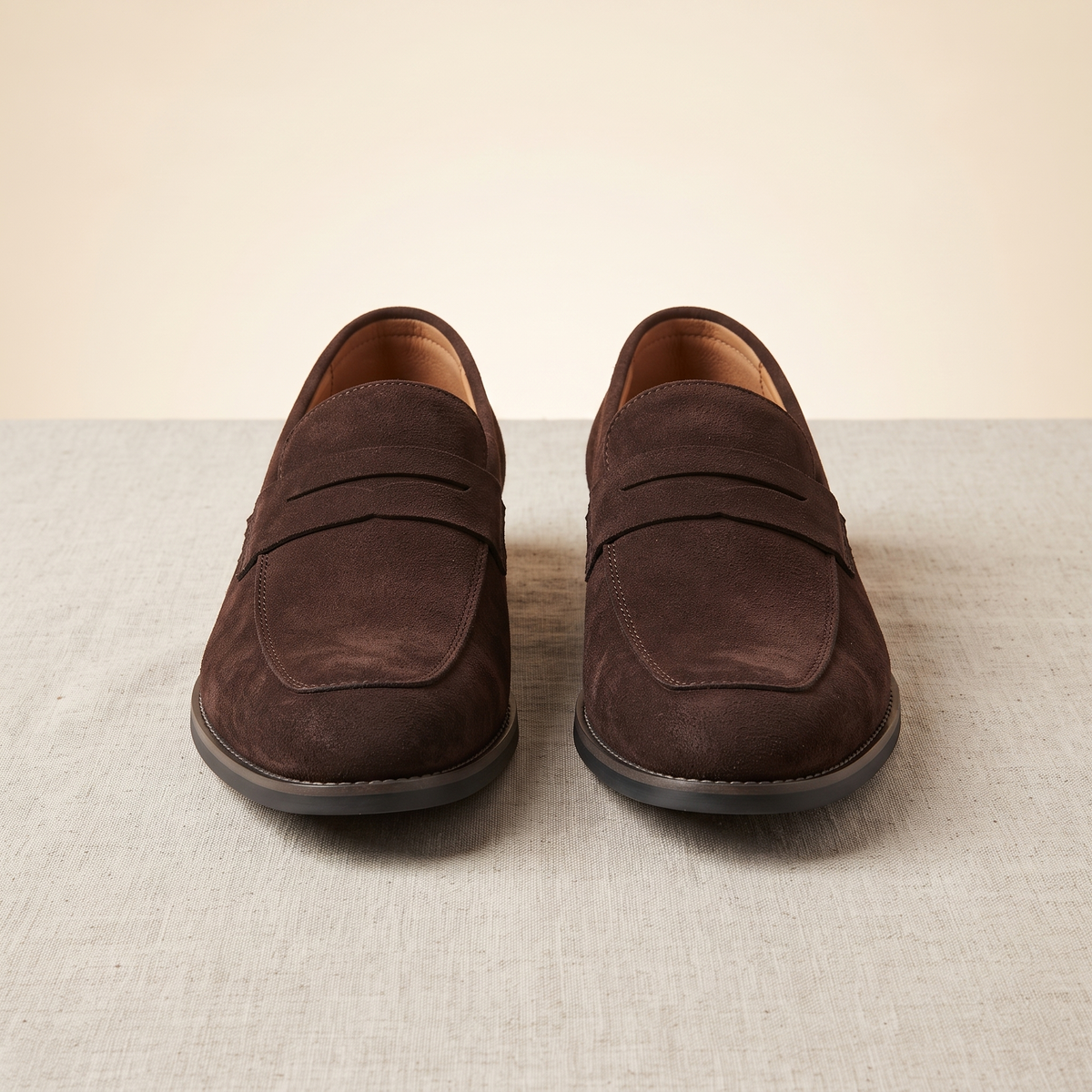 Men's Suede Penny Loafers in Brown view 3 | mens suede penny loafers | SAVINTARI