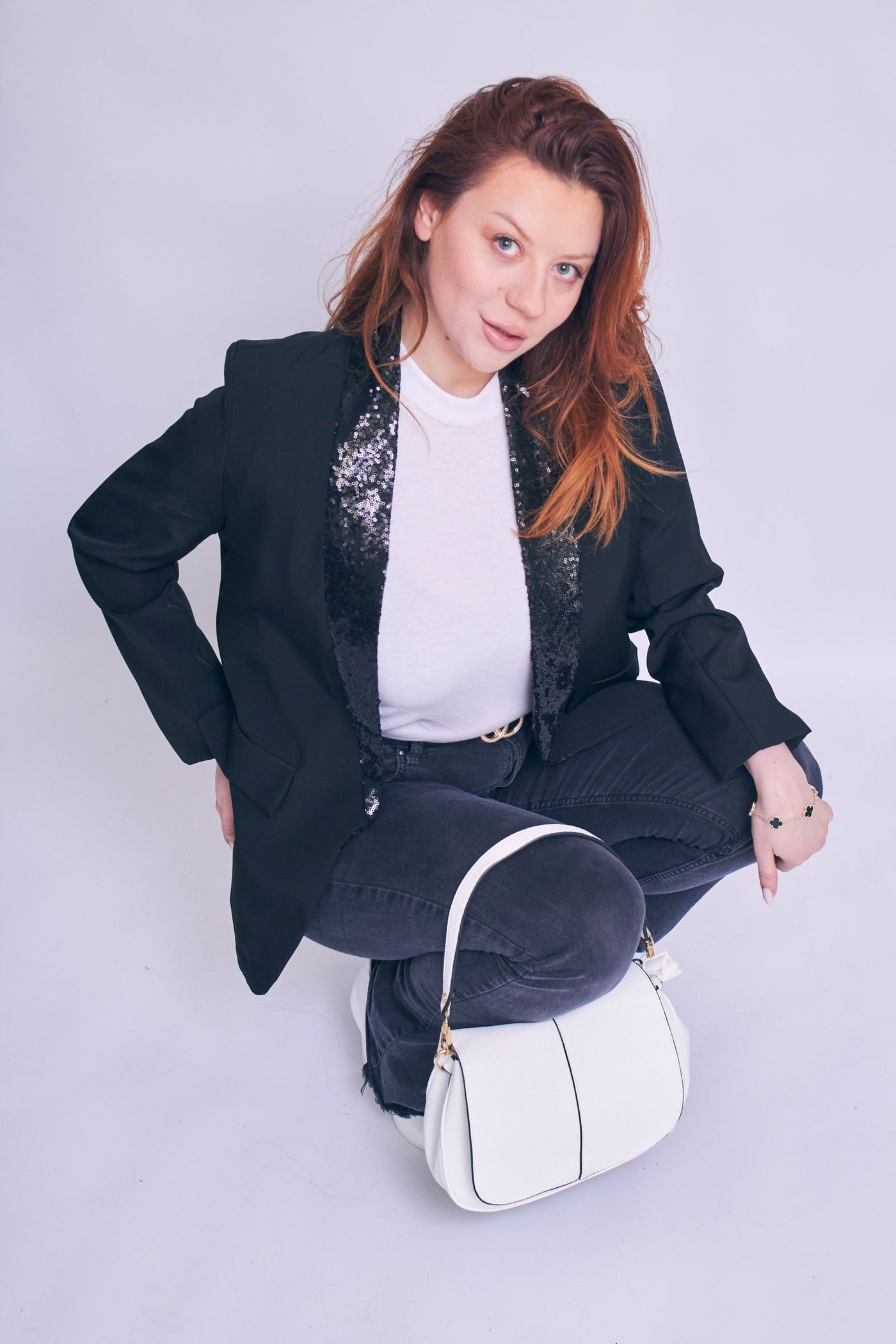 Black Sequin Lapel Blazer - Ever 3