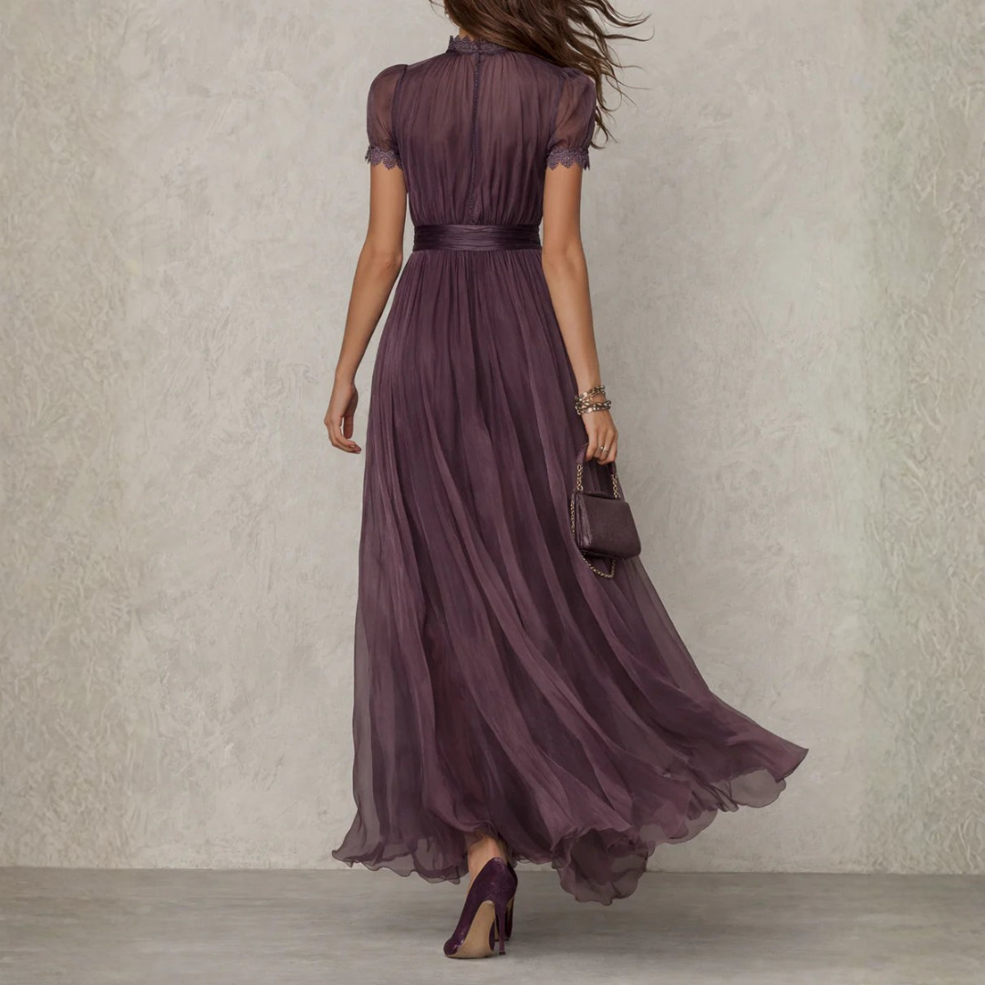 Celeste Collection | Maxi Dress with Lace Trim & Flowy Chiffon | Elegant Long Dress for Special Occasions