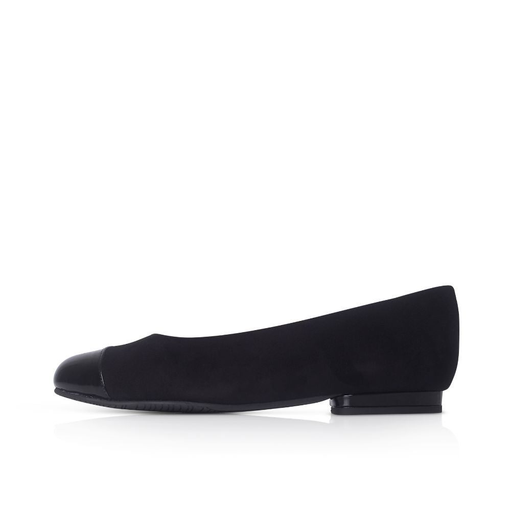 Women's Black Suede Ballet Flats in Black view 3 | black suede ballet flats | SAVINTARI