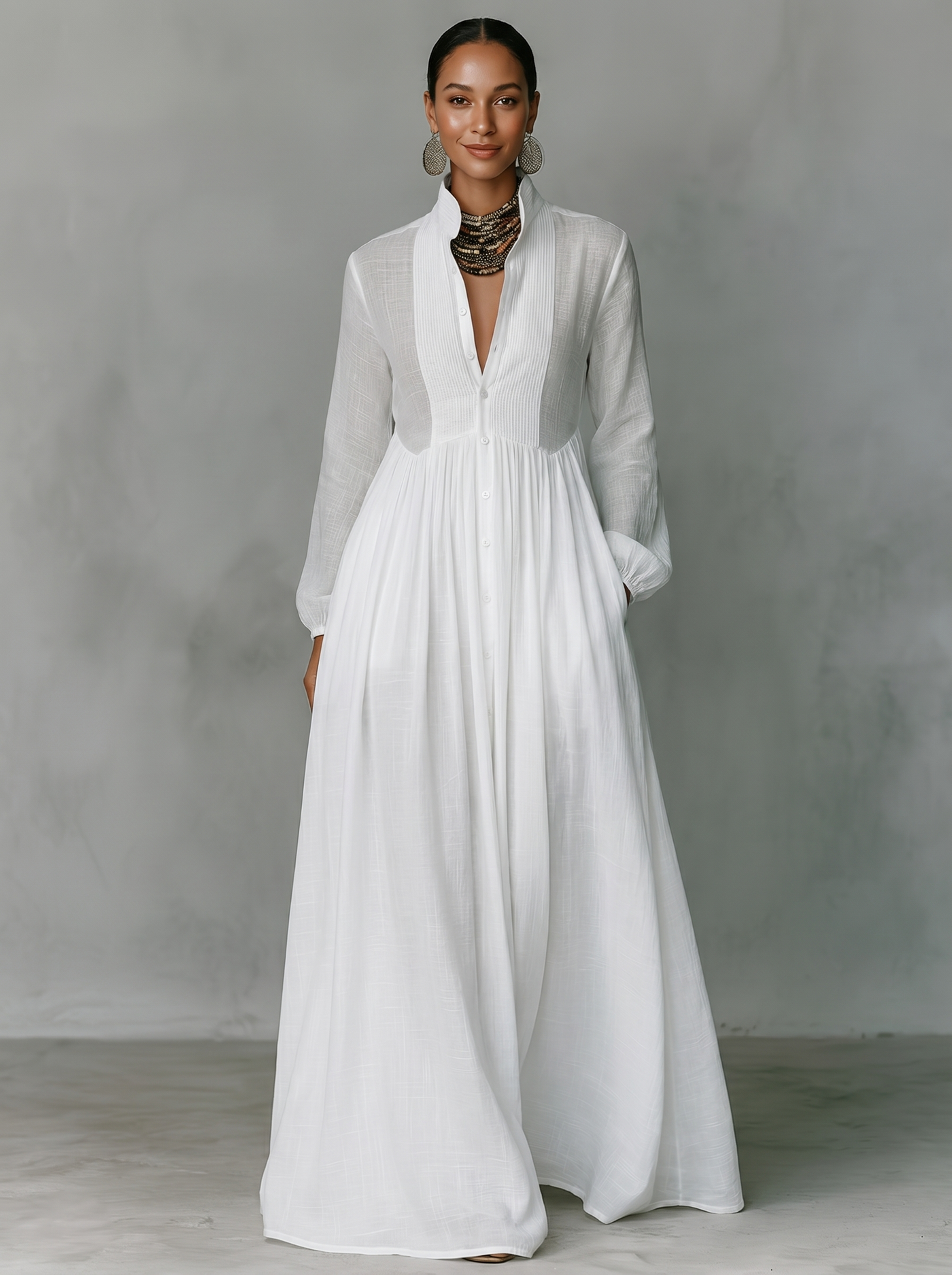 Elegant Maxi Dress Collection | Long Sleeve Maxi Dress with Patchwork Design | Stylish Attire for Any Occasion 1