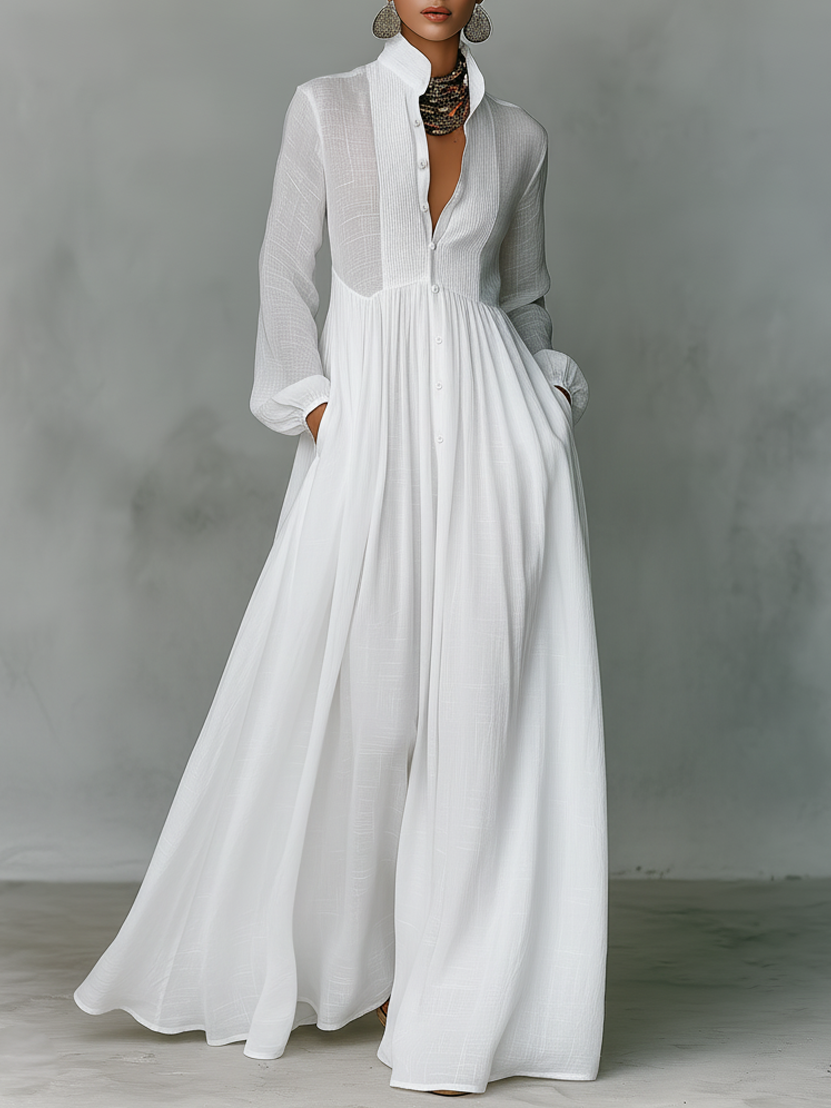 Elegant Maxi Dress Collection | Long Sleeve Maxi Dress with Patchwork Design | Stylish Attire for Any Occasion 3