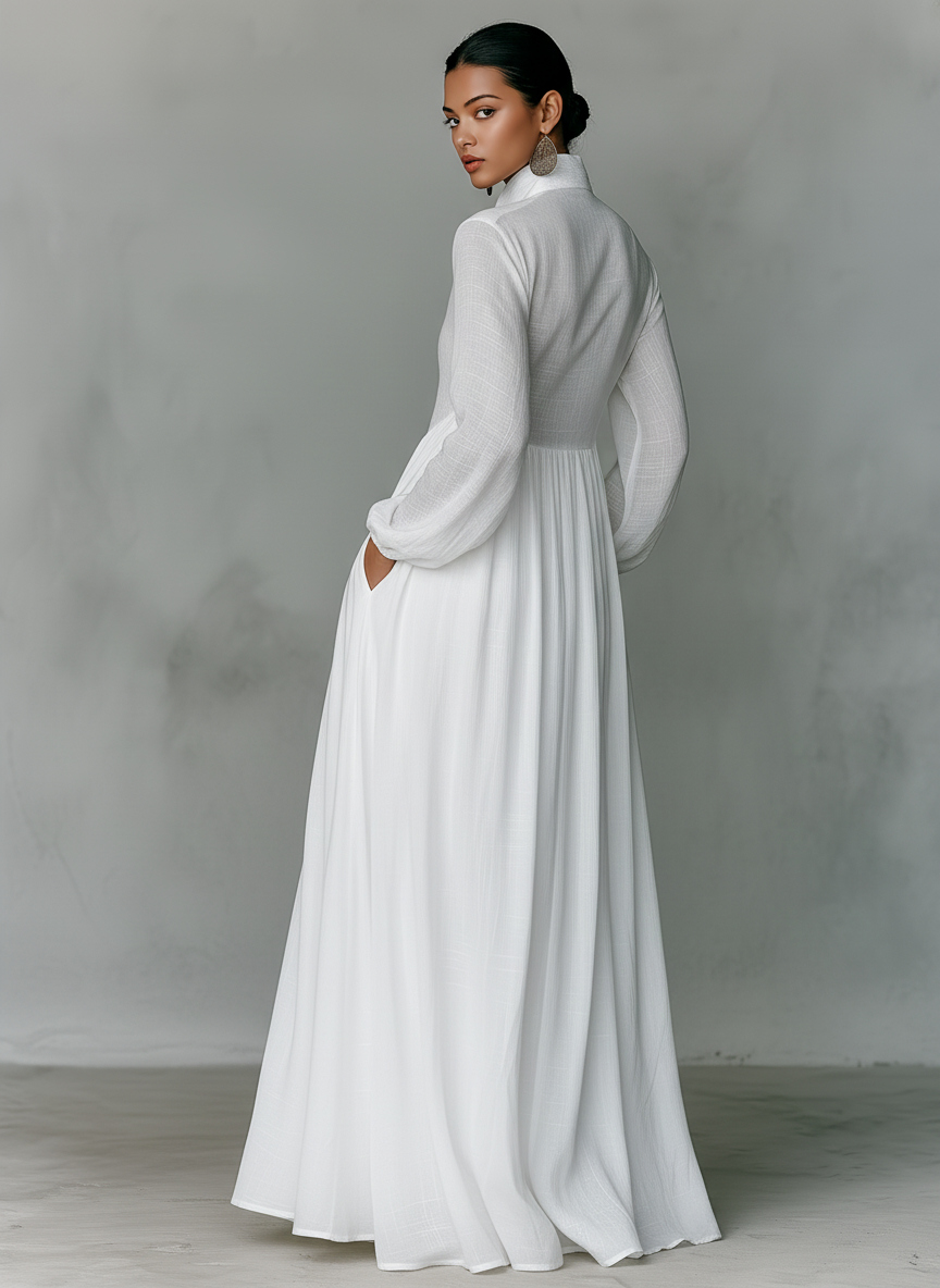 Elegant Maxi Dress Collection | Long Sleeve Maxi Dress with Patchwork Design | Stylish Attire for Any Occasion 4