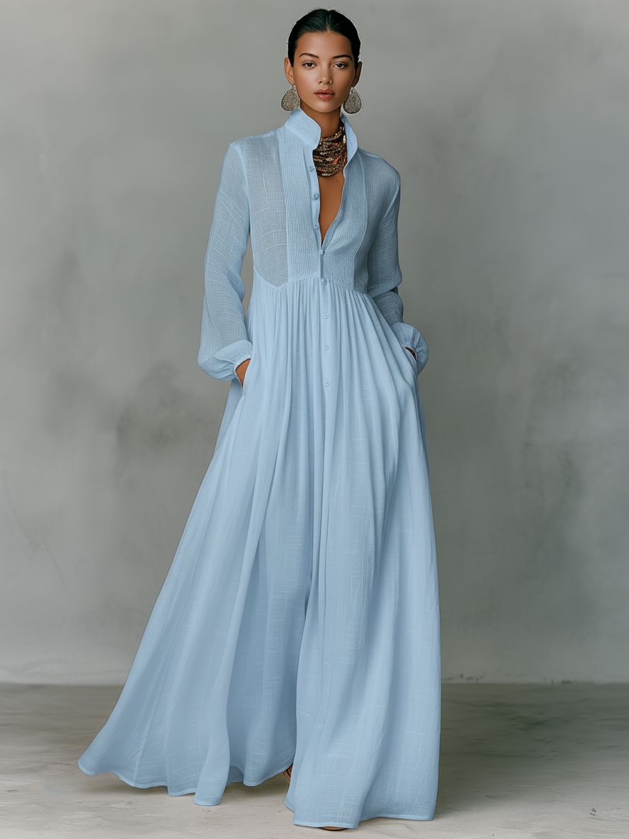 Elegant Maxi Dress Collection | Long Sleeve Maxi Dress with Patchwork Design | Stylish Attire for Any Occasion 5