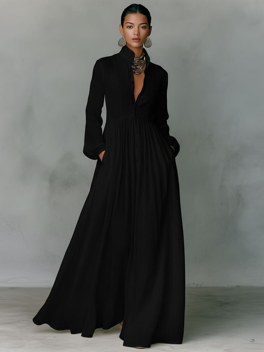 Elegant Maxi Dress Collection | Long Sleeve Maxi Dress with Patchwork Design | Stylish Attire for Any Occasion 6