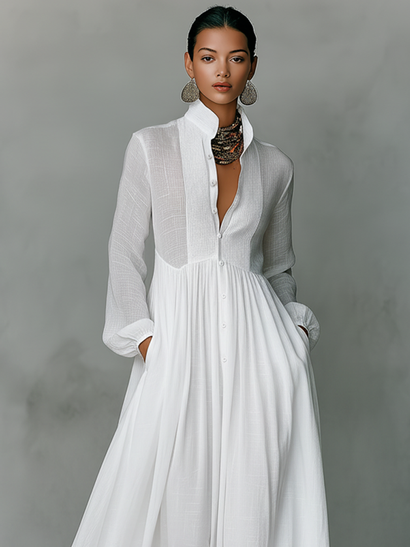Elegant Maxi Dress Collection | Long Sleeve Maxi Dress with Patchwork Design | Stylish Attire for Any Occasion 7
