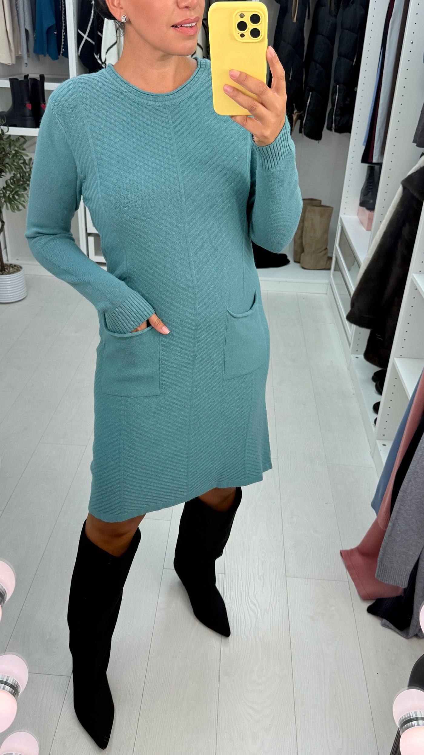 SAVINTARI Niamh Plain Pocket Front Jumper Dress