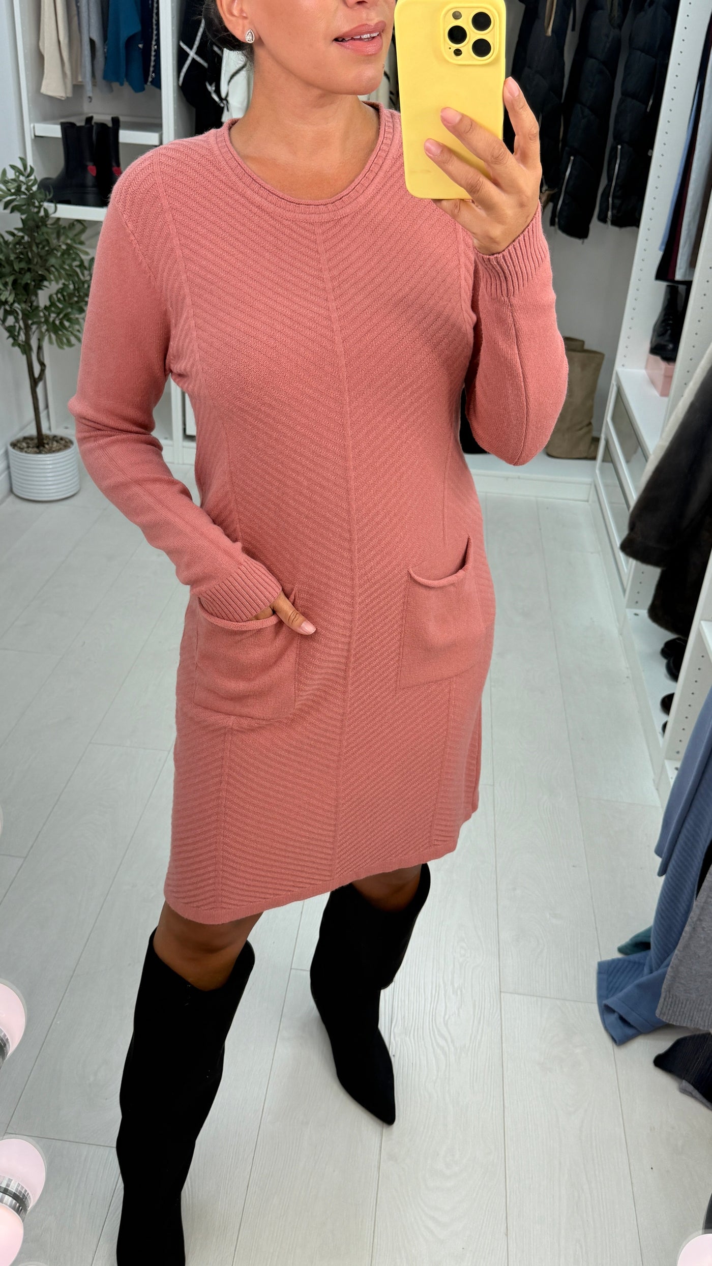 SAVINTARI Niamh Plain Pocket Front Jumper Dress