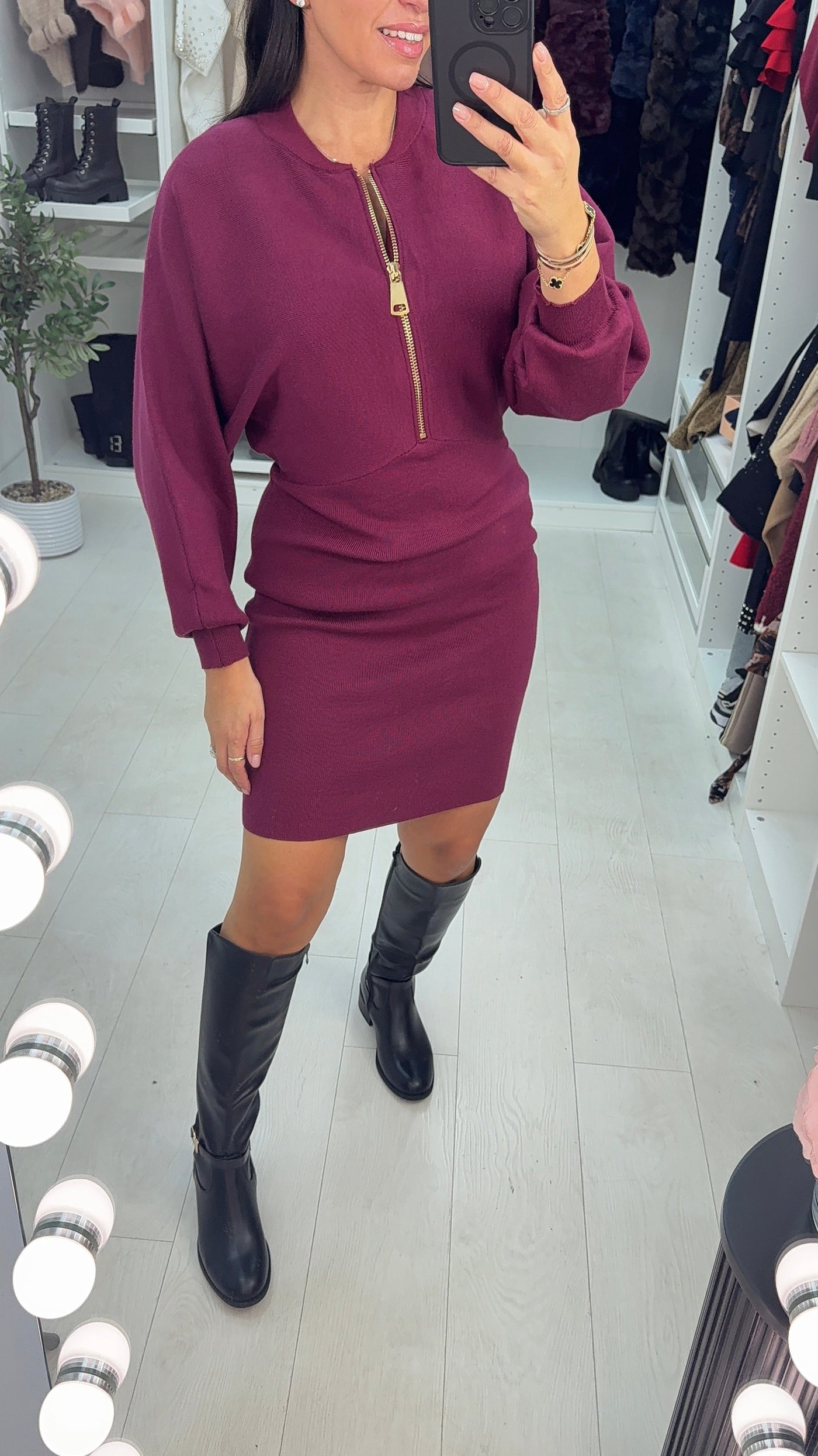 SAVINTARI Naima Zip Front Detail Knitted Dress