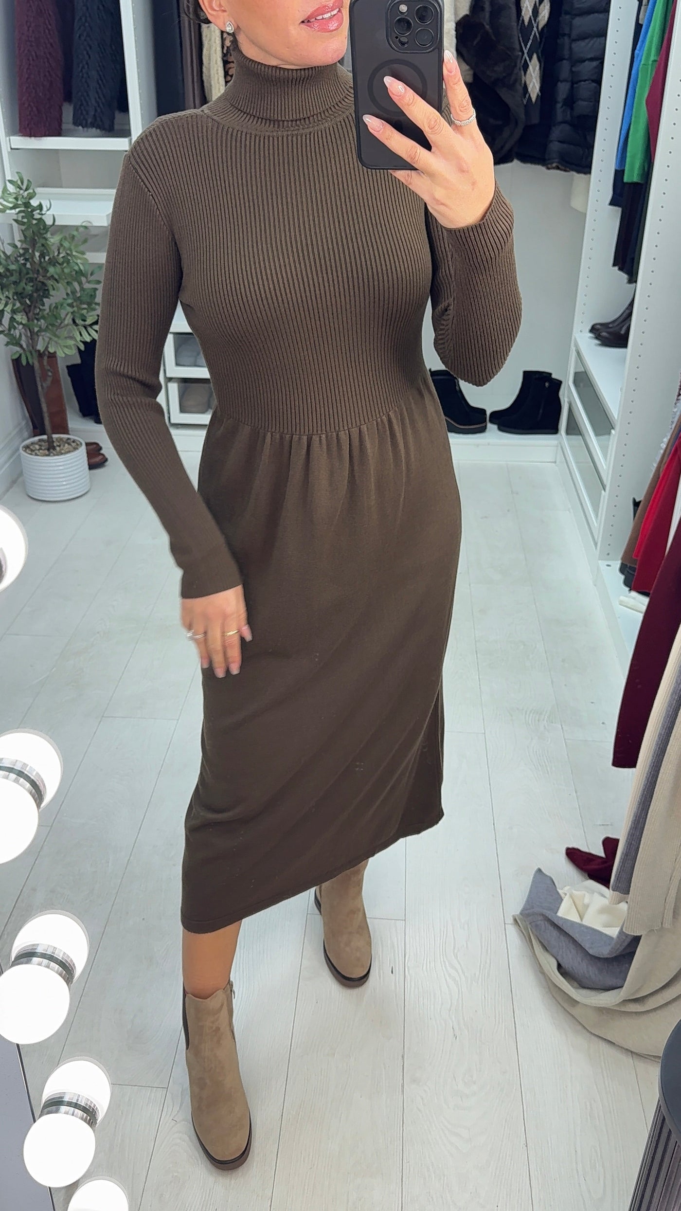 SAVINTARI Netima Plain Roll Neck Jumper Dress