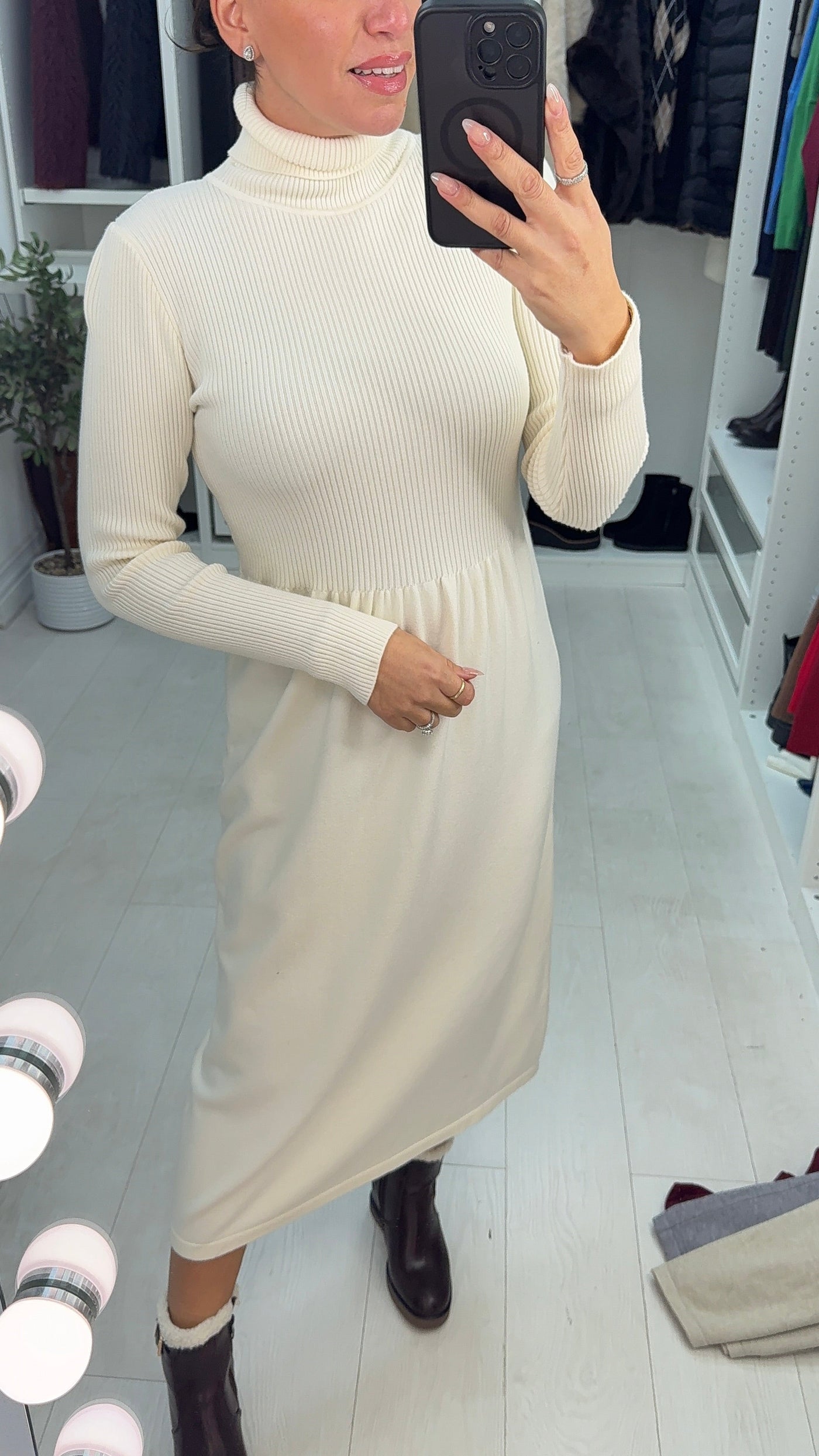 SAVINTARI Netima Plain Roll Neck Jumper Dress