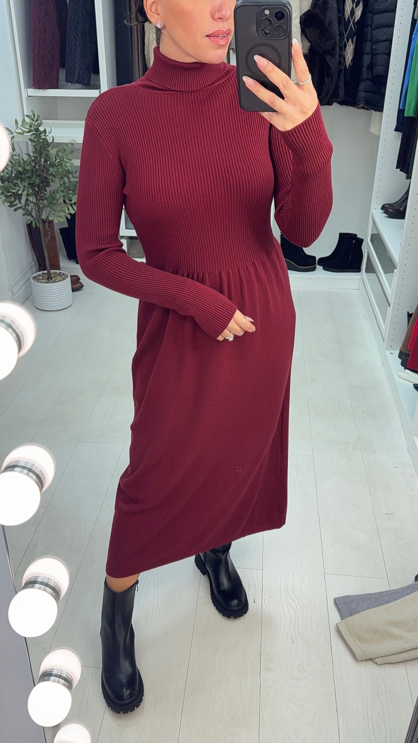 SAVINTARI Netima Plain Roll Neck Jumper Dress