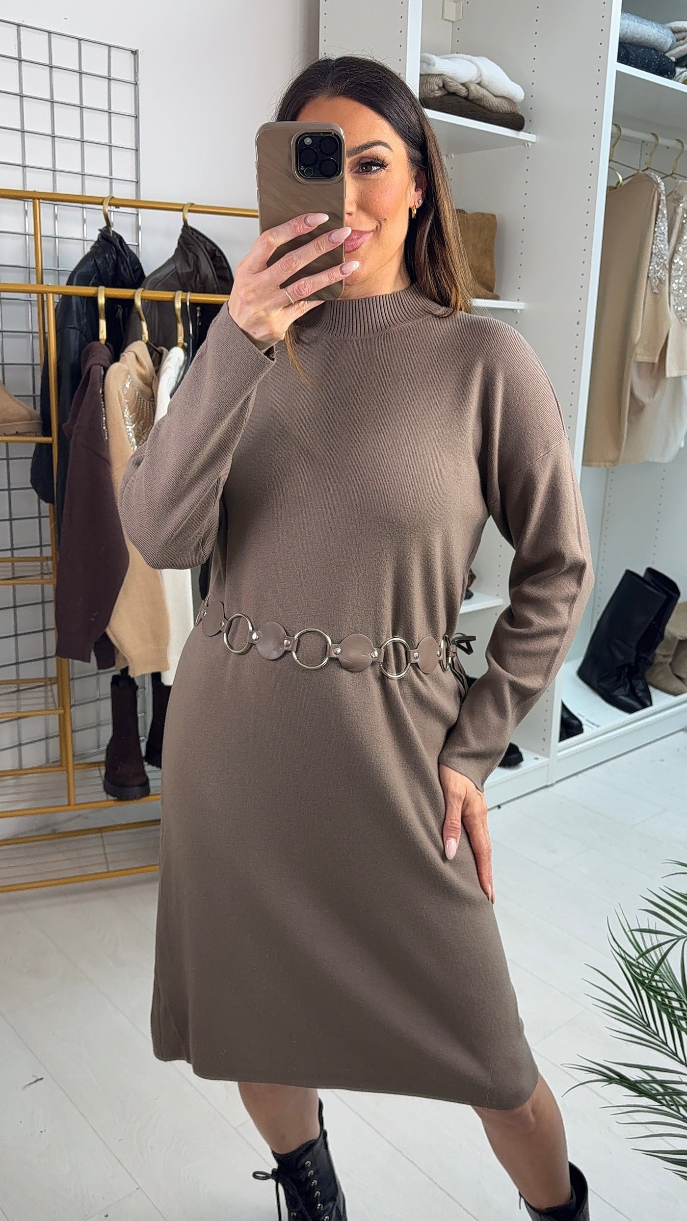 SAVINTARI Olly Plain Belted Maxi Jumper Dress