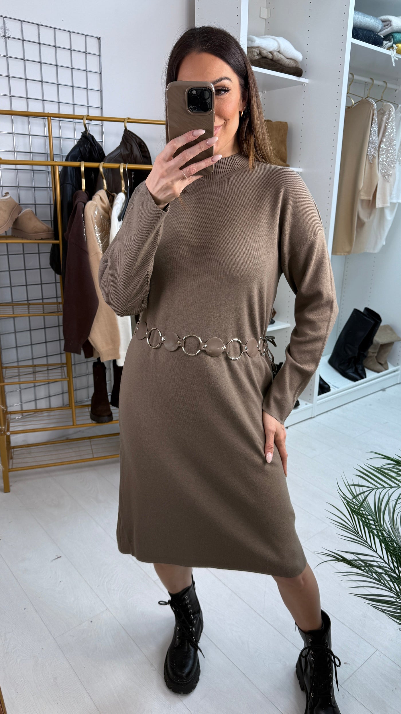 SAVINTARI Olly Plain Belted Maxi Jumper Dress