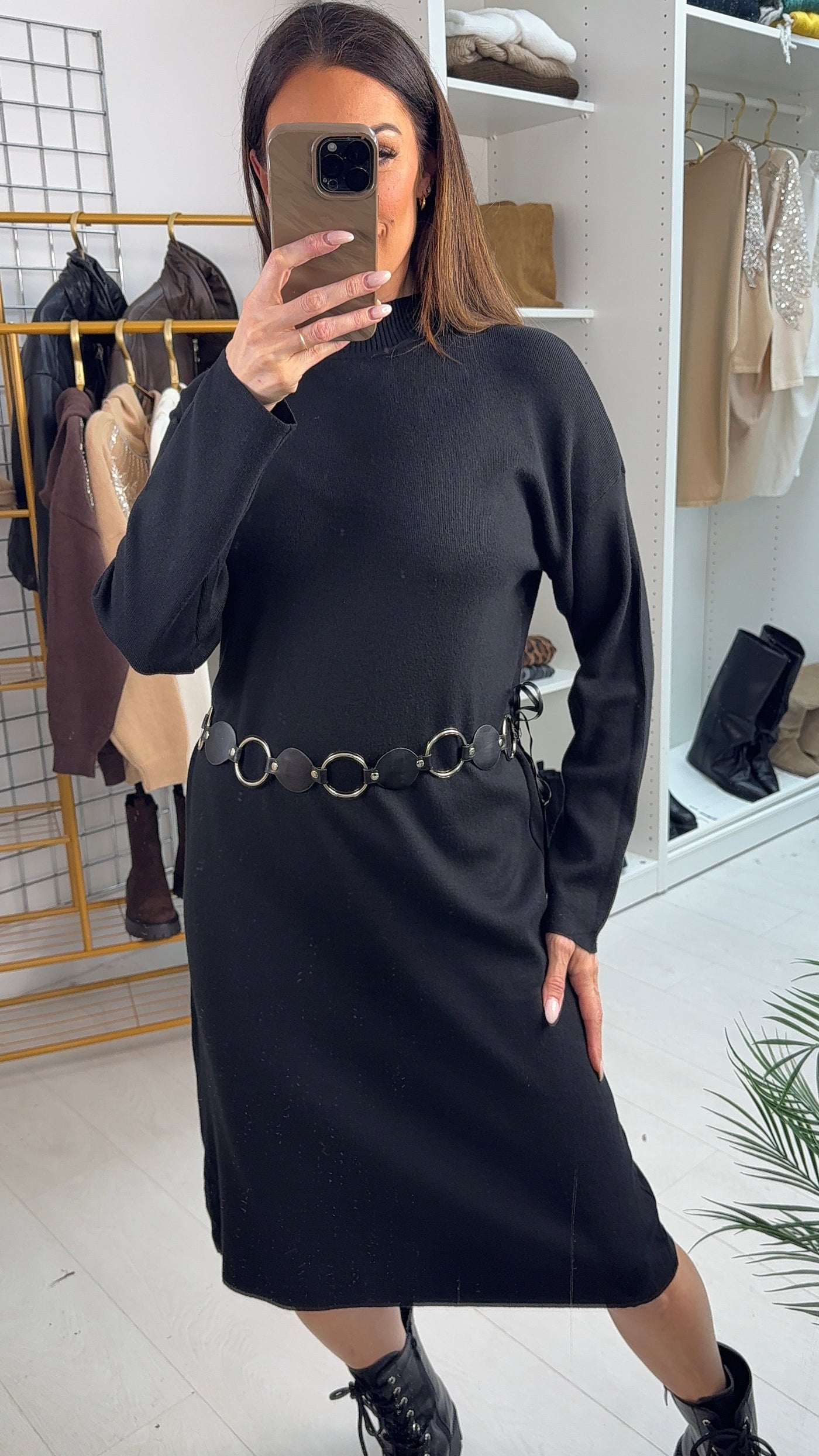 SAVINTARI Olly Plain Belted Maxi Jumper Dress
