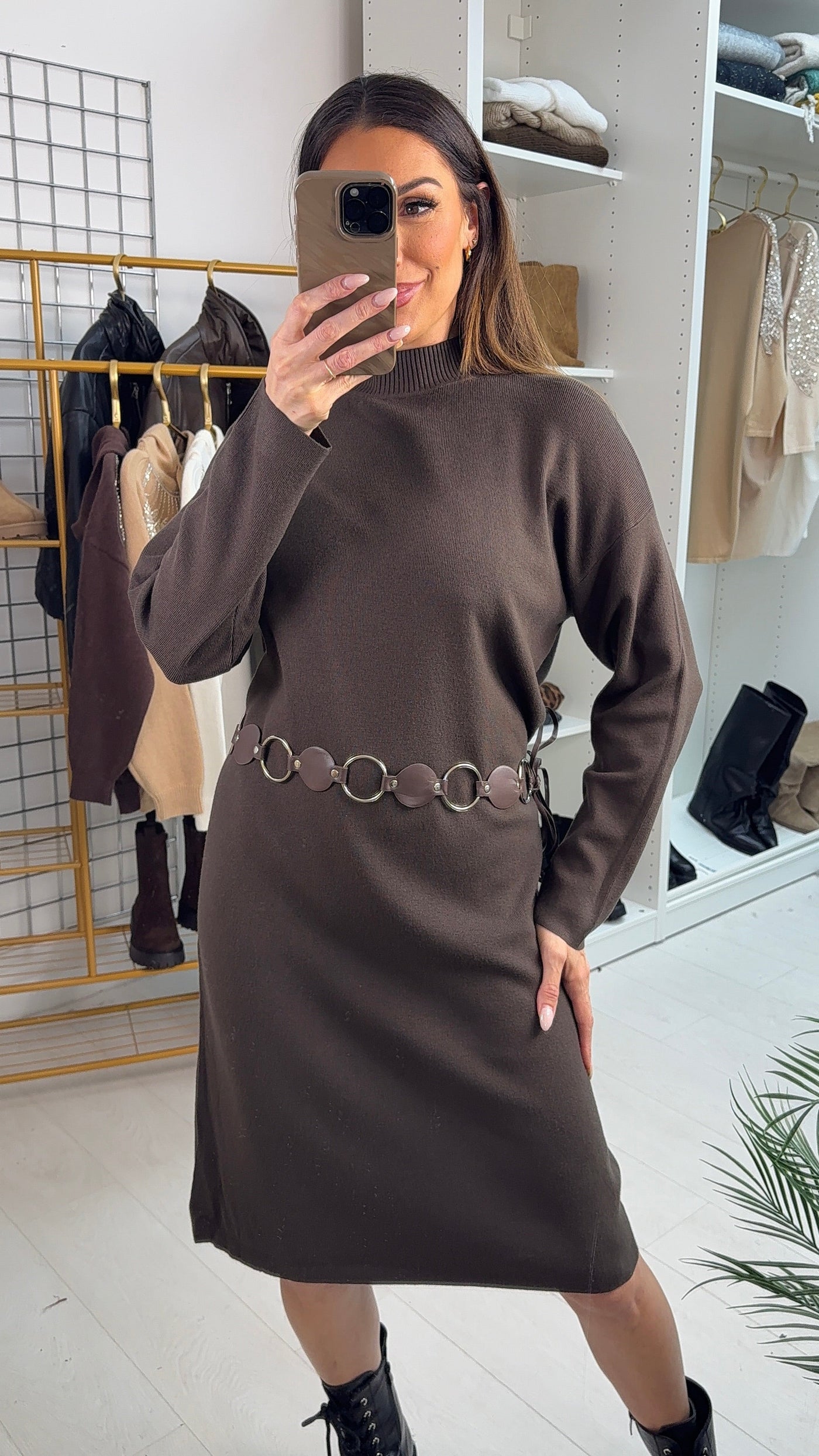 SAVINTARI Olly Plain Belted Maxi Jumper Dress