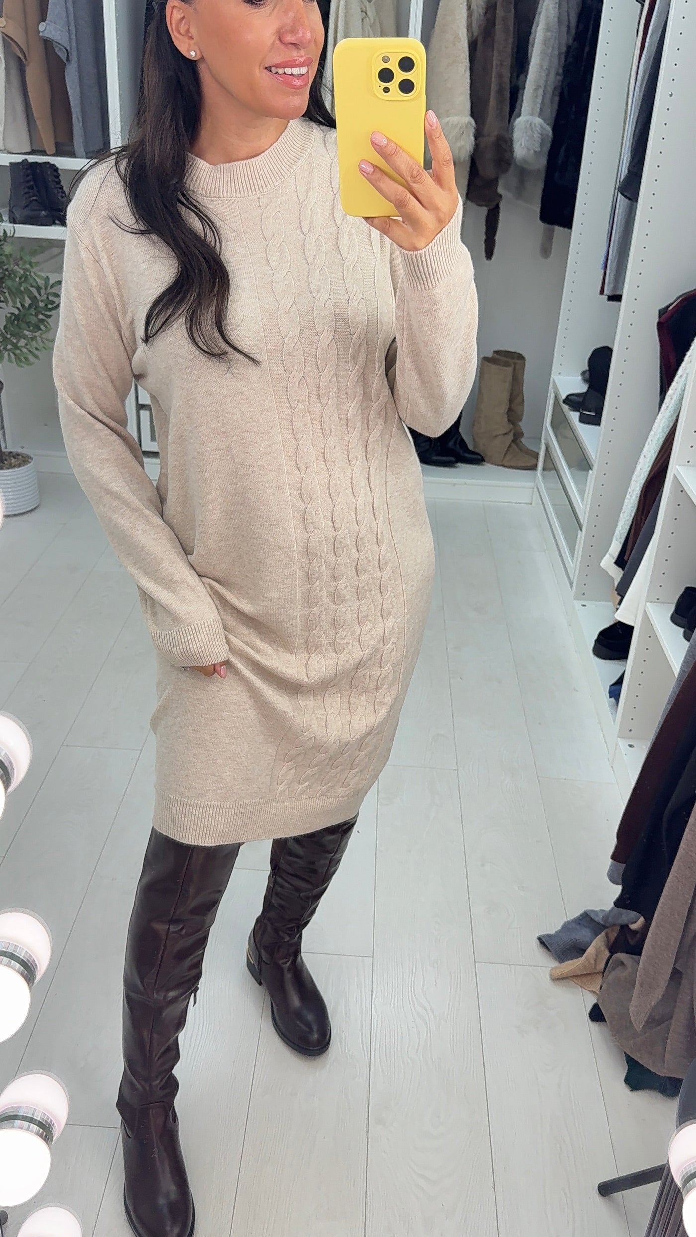 SAVINTARI Miriam Cable Detail Knitted Dress