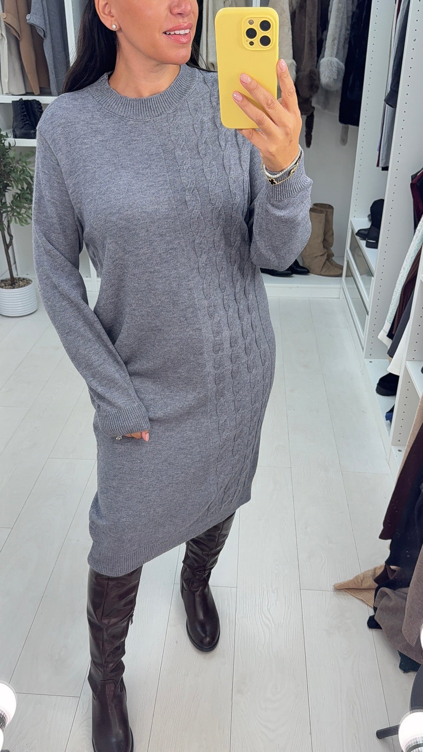 SAVINTARI Miriam Cable Detail Knitted Dress