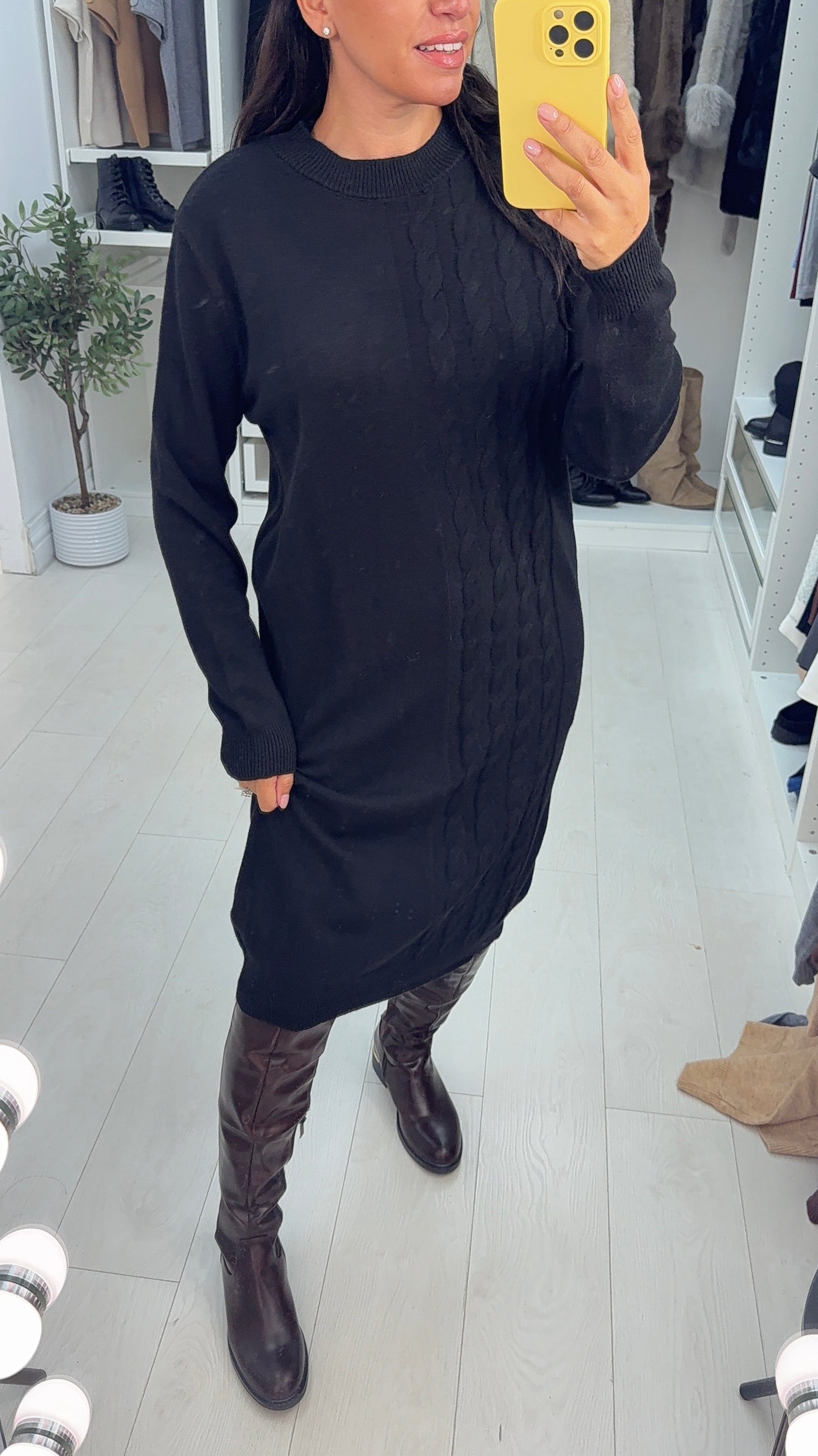 SAVINTARI Miriam Cable Detail Knitted Dress