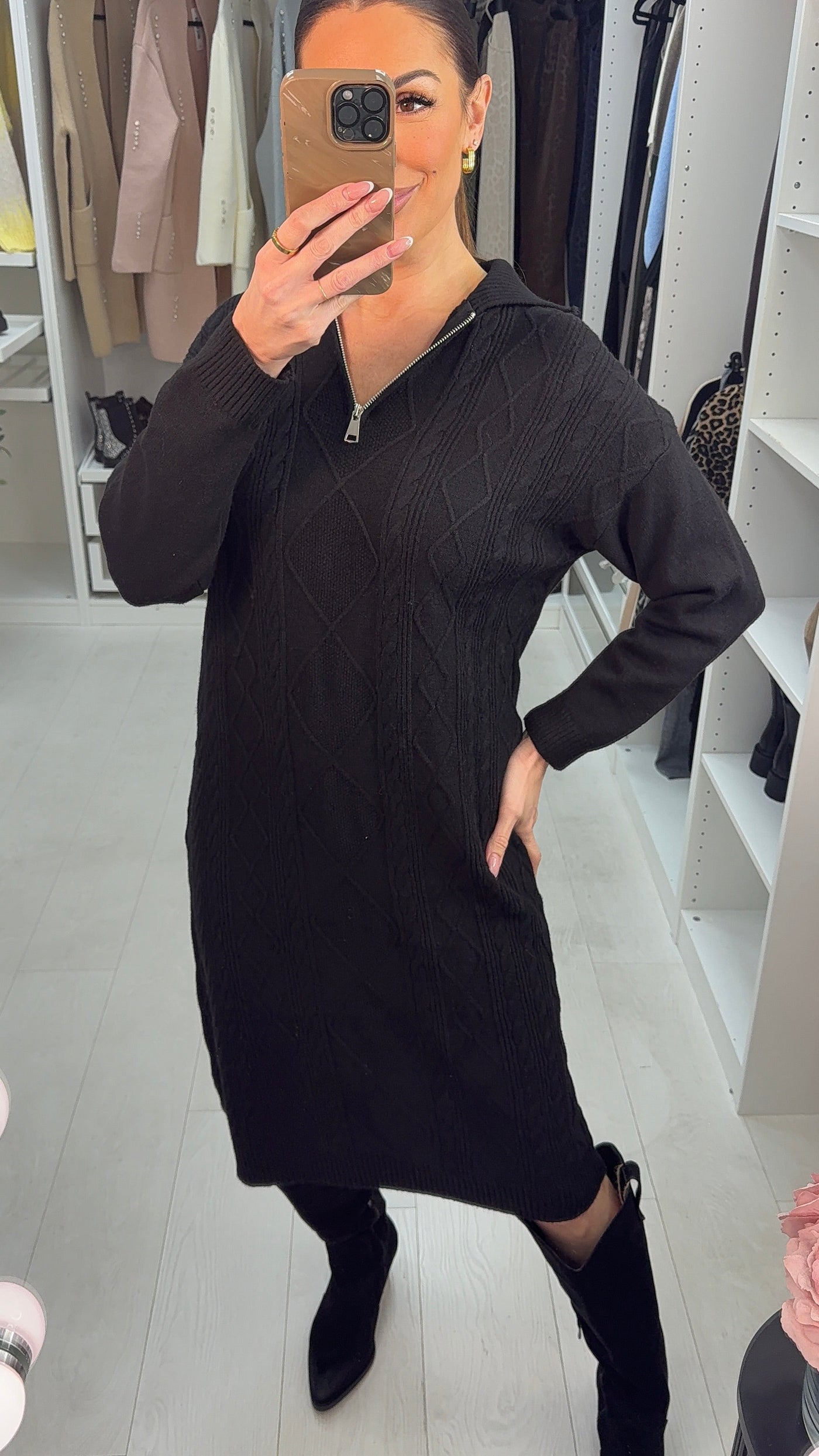 SAVINTARI Merlo Zip Front Knitted Dress