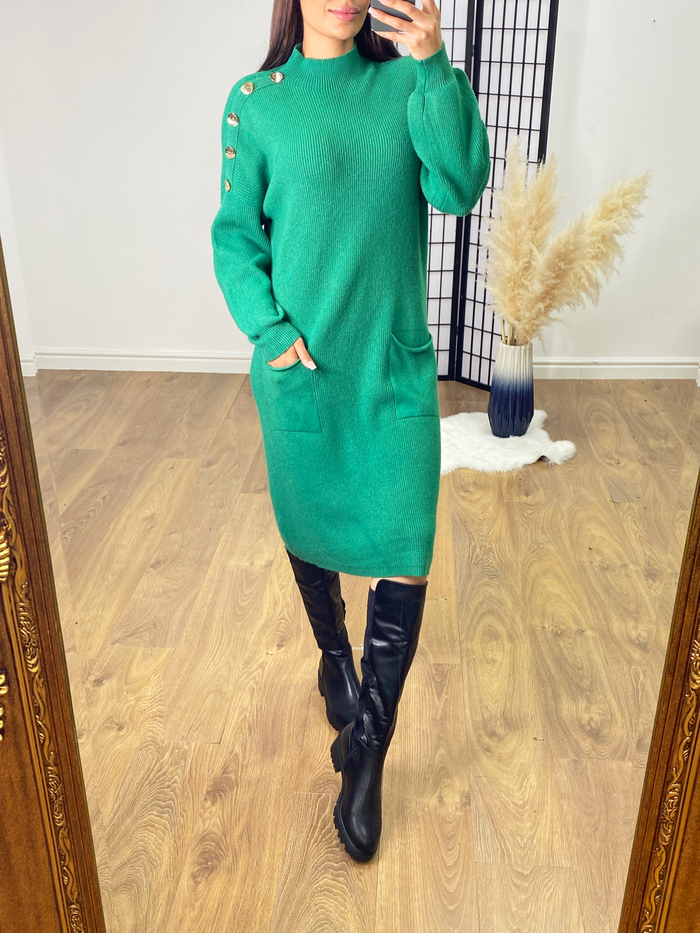 SAVINTARI Chantal Button Detail Jumper Dress