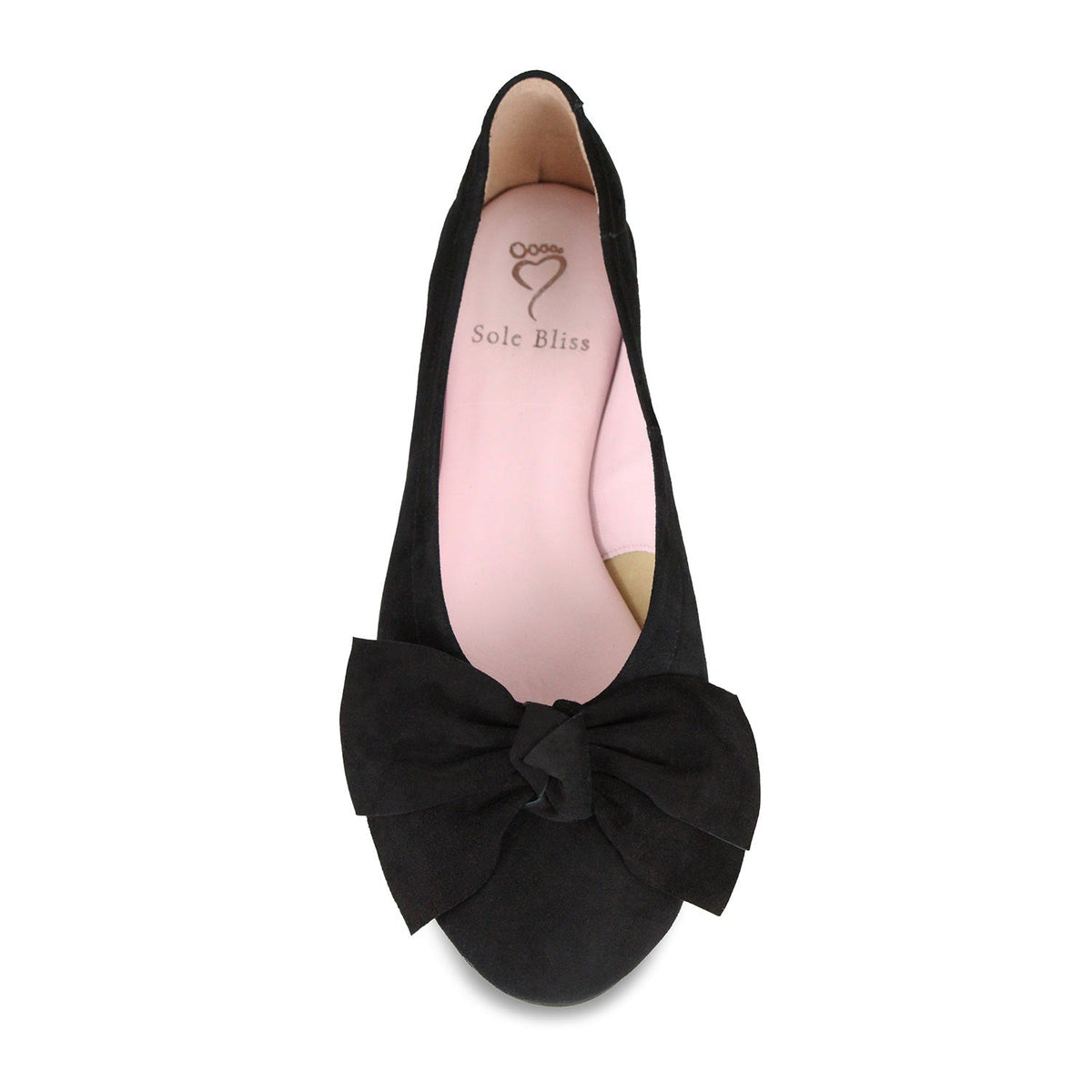 Women's Black Suede Ballet Flats in Black view 3 | black suede ballet flats | SAVINTARI