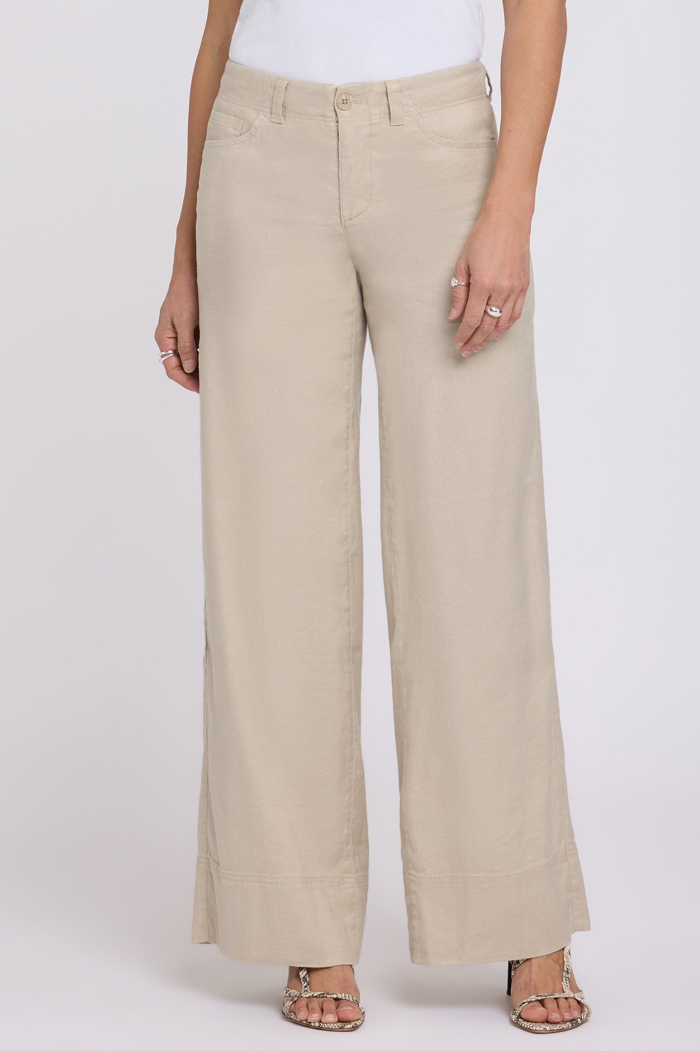 5 Pocket Wide Leg Trouser Pants - Feather - wide leg trousers