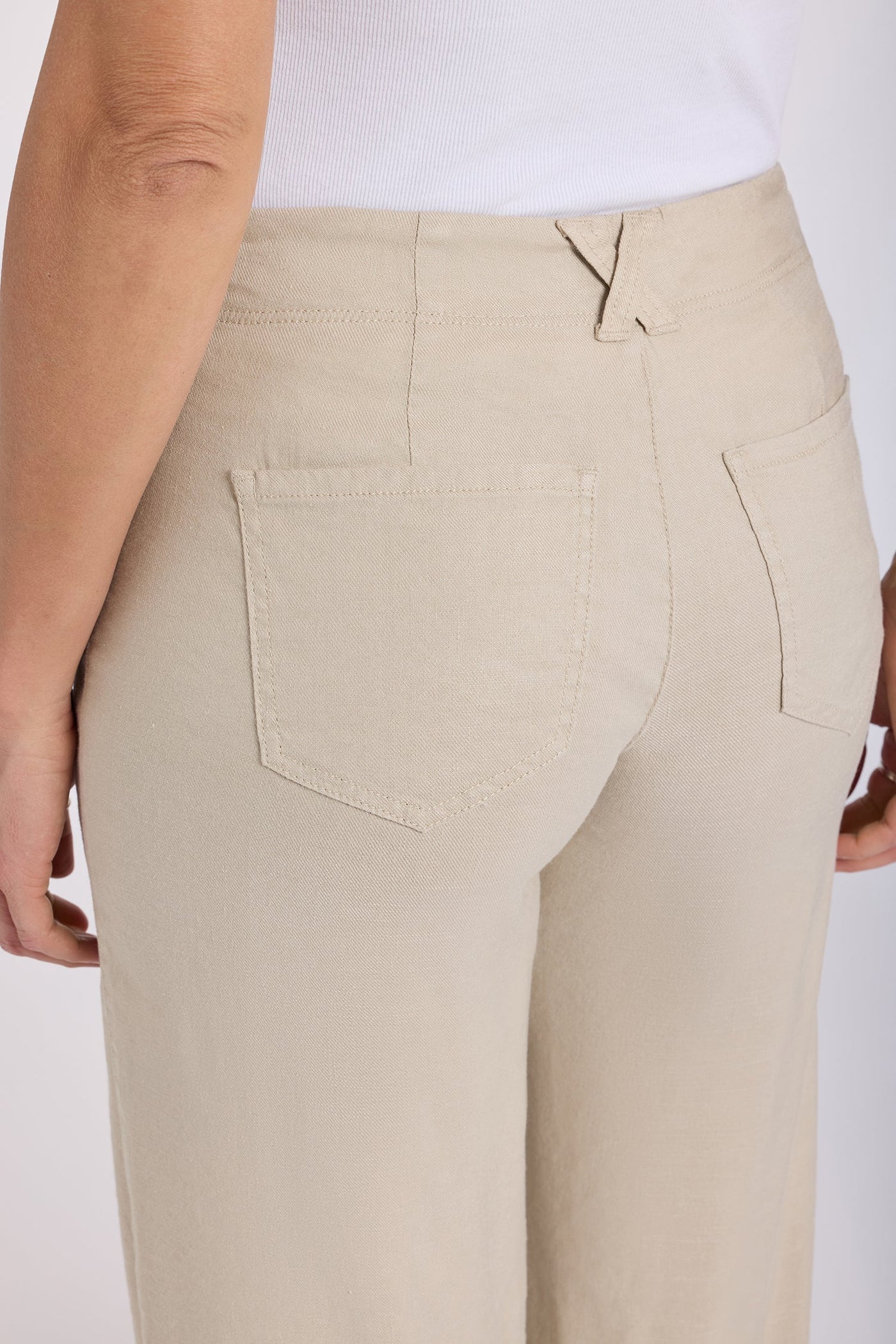 5 Pocket Wide Leg Trouser Pants - Feather - wide leg trousers