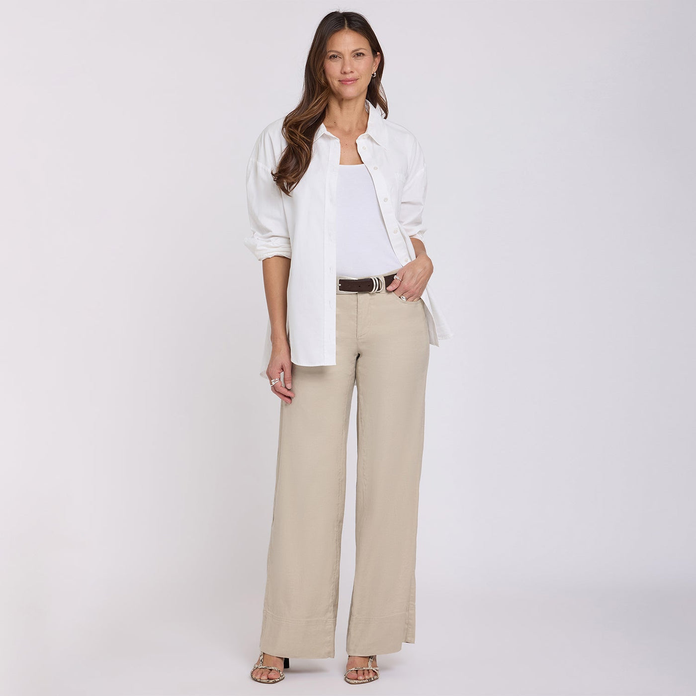 5 Pocket Wide Leg Trouser Pants - Feather - wide leg trousers
