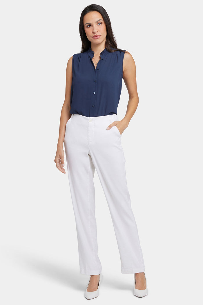 Women's Straight Leg Trousers - Optic White | Straight Leg Work Pants | SAVINTARI