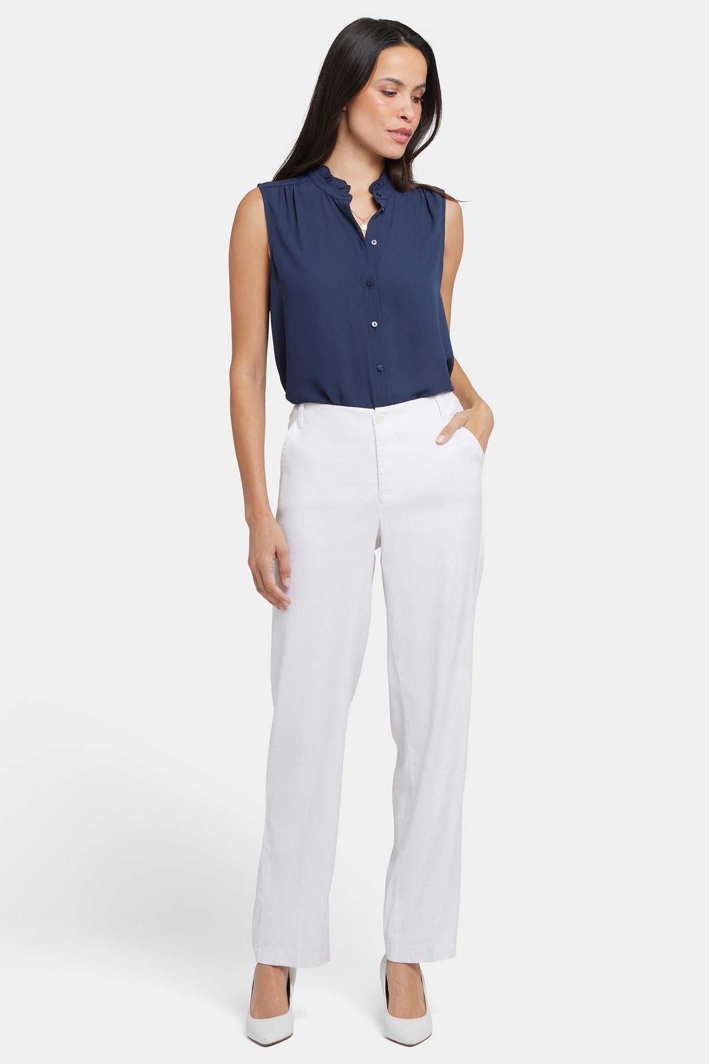 Marilyn Straight Pants - Optic White - straight leg trousers