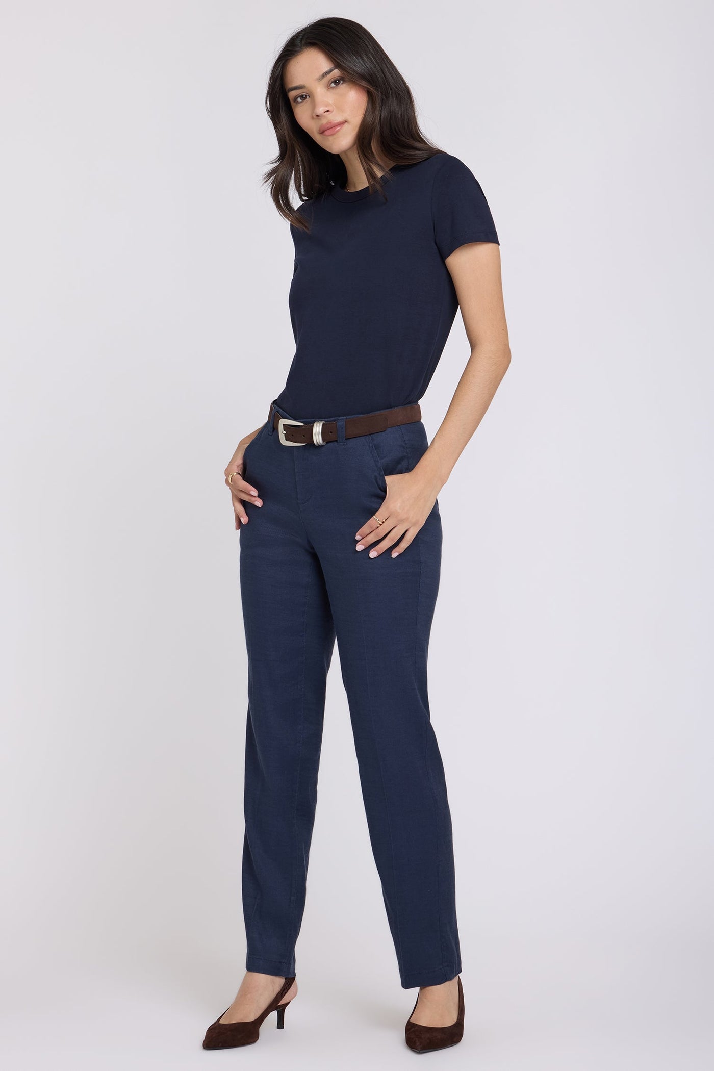 Marilyn Straight Pants - Oxford Navy - straight leg trousers