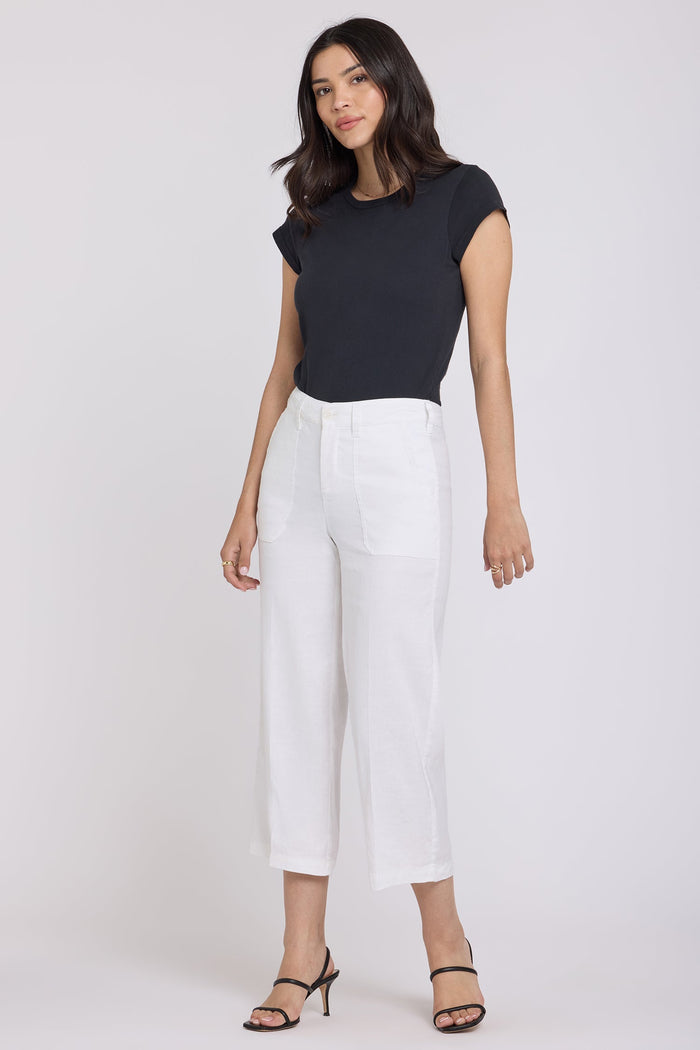 Women's Wide Leg Cargo Trousers - Optic White | Cargo Trend Pants | SAVINTARI