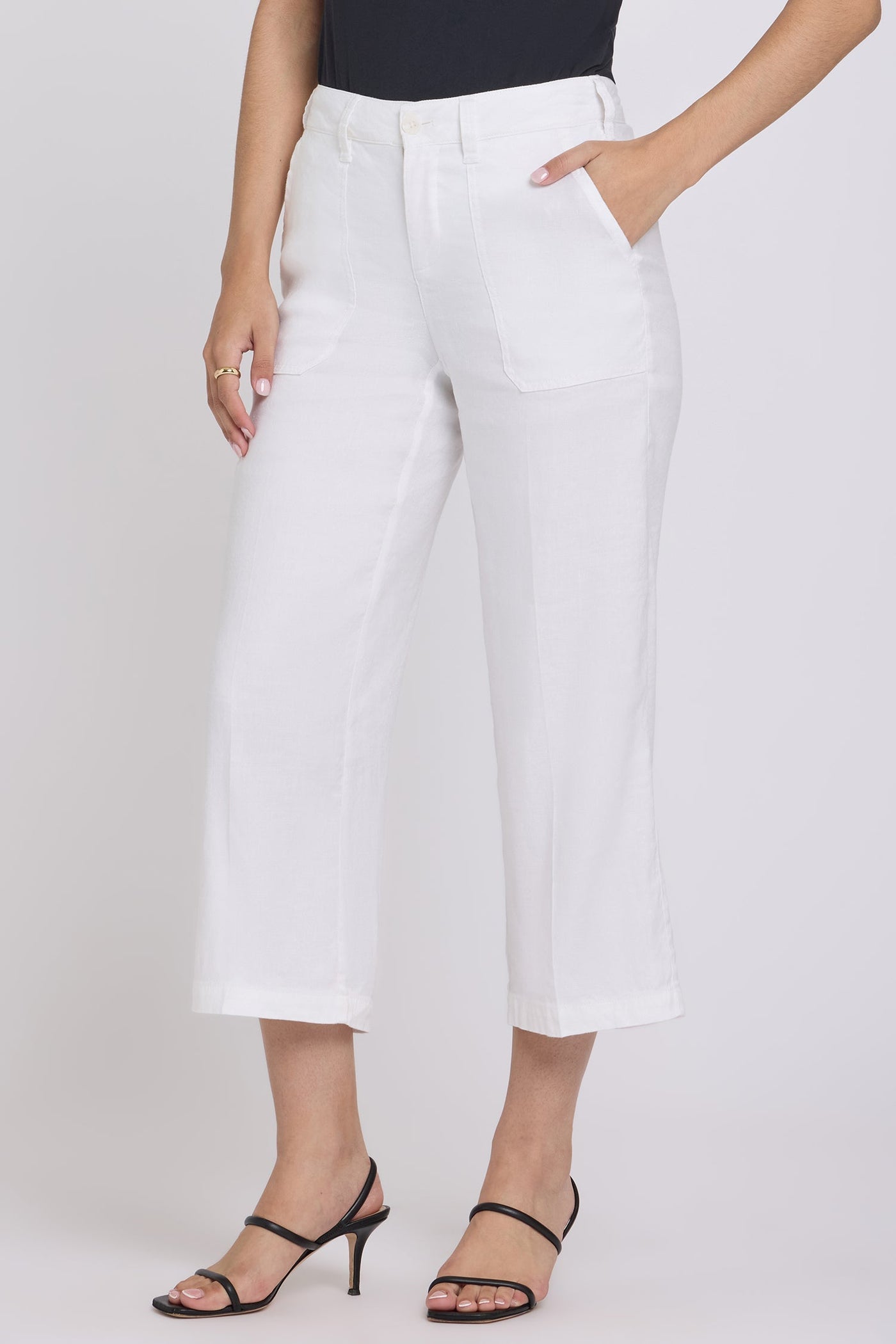 Wide Leg Cargo Capri Pants - Optic White - cargo trousers