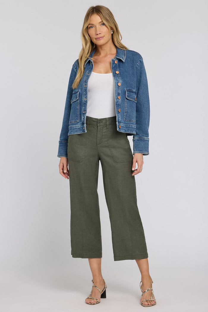 Women's Wide Leg Cargo Trousers - Desert Green | Cargo Trend Pants | SAVINTARI