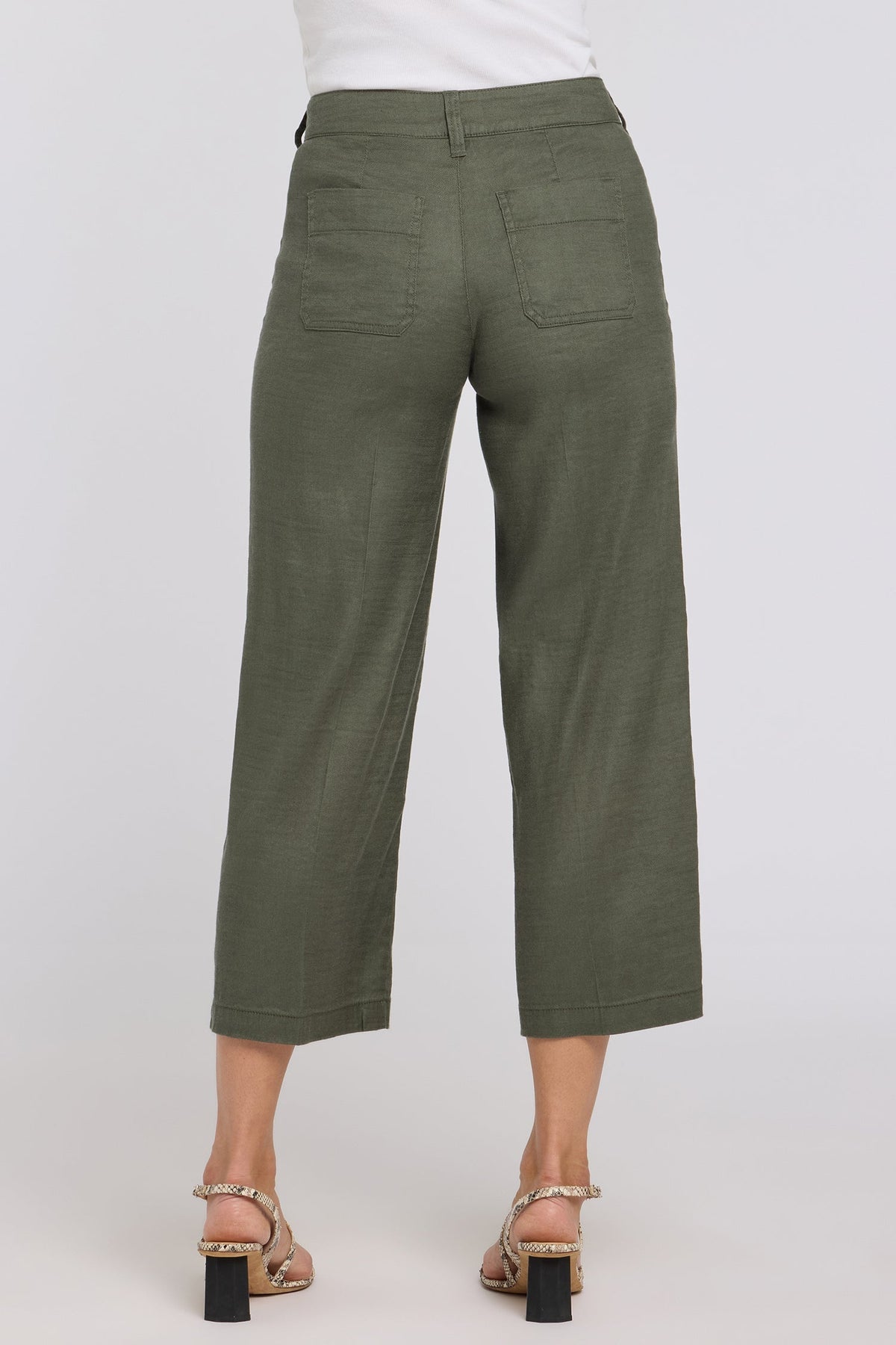 Wide Leg Cargo Capri Pants - Desert Green - cargo trousers